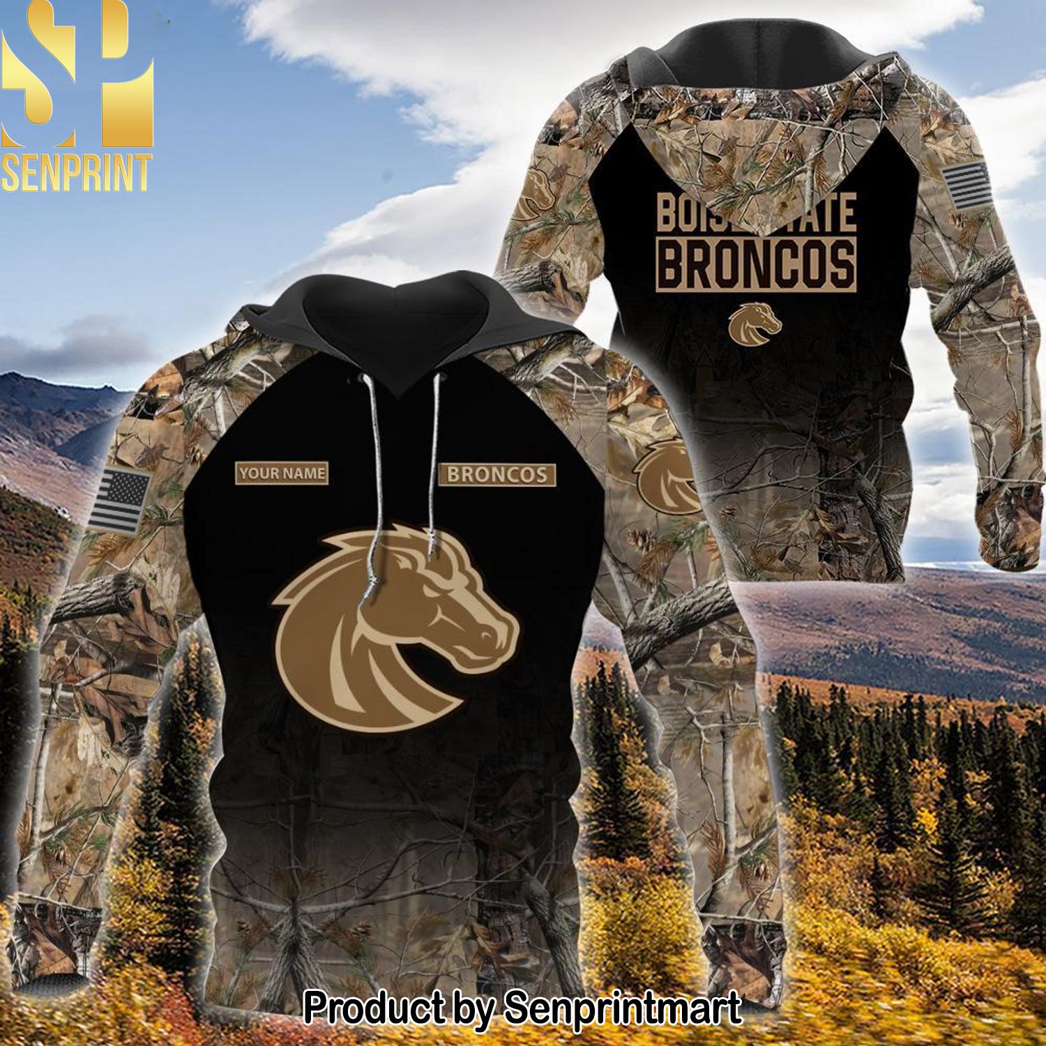 NCAA Boise State Broncos Personalized Your Hunting Camo Style All Over Printed 3D Shirt