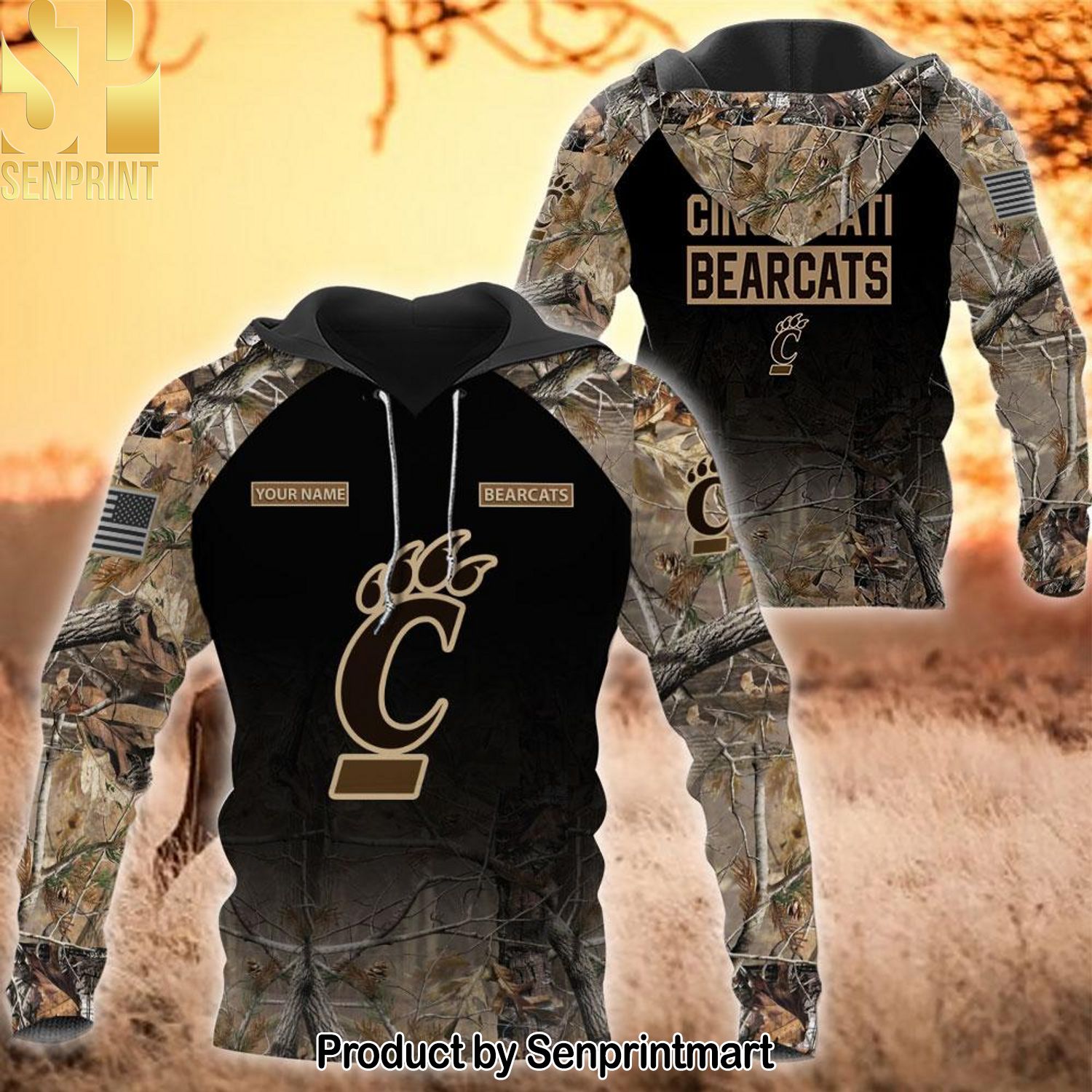 NCAA Cincinnati Bearcats Personalized Your Hunting Camo Style Cool Version Full Print Shirt