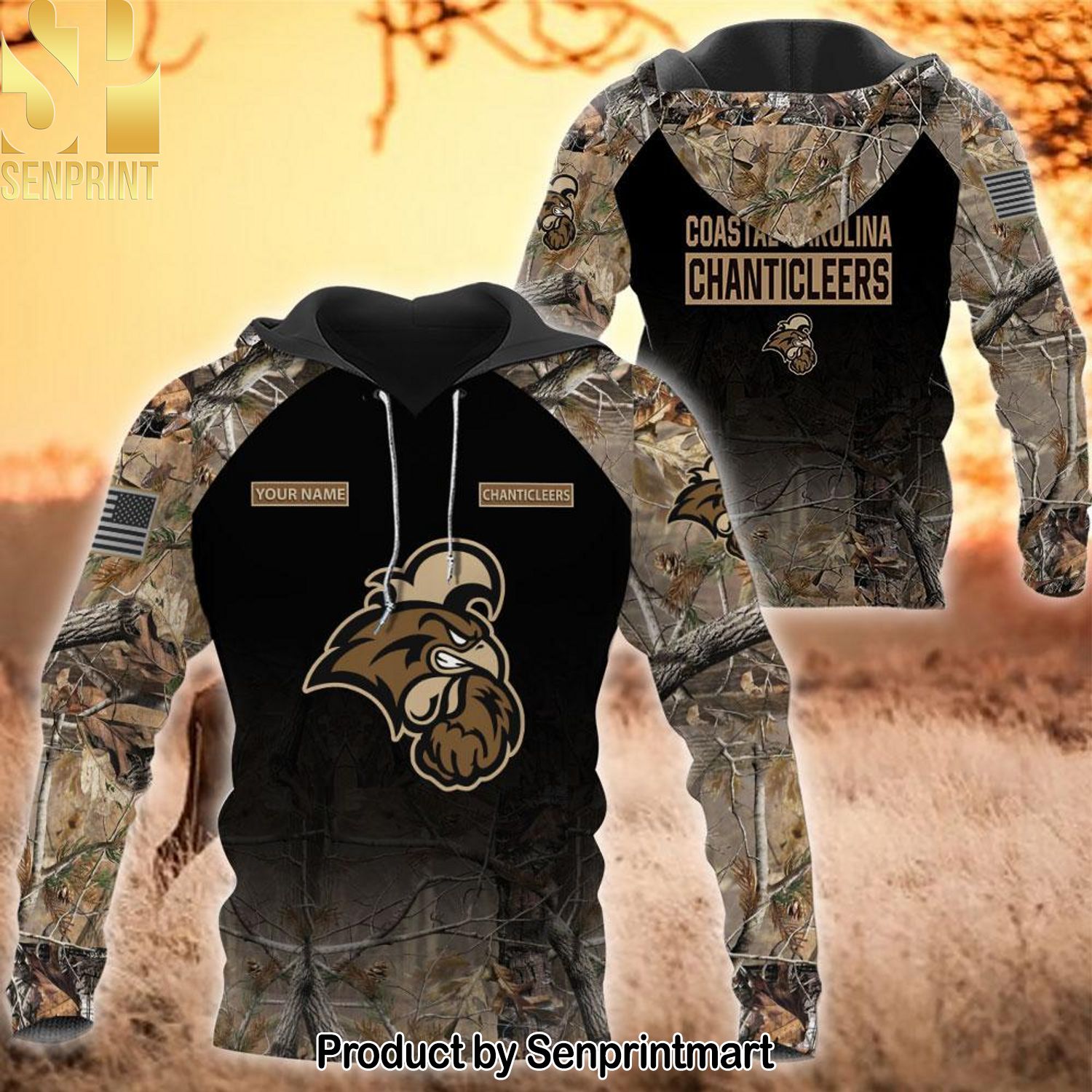 NCAA Coastal Carolina Chanticleers Personalized Your Hunting Camo Style Combo Full Printing Shirt