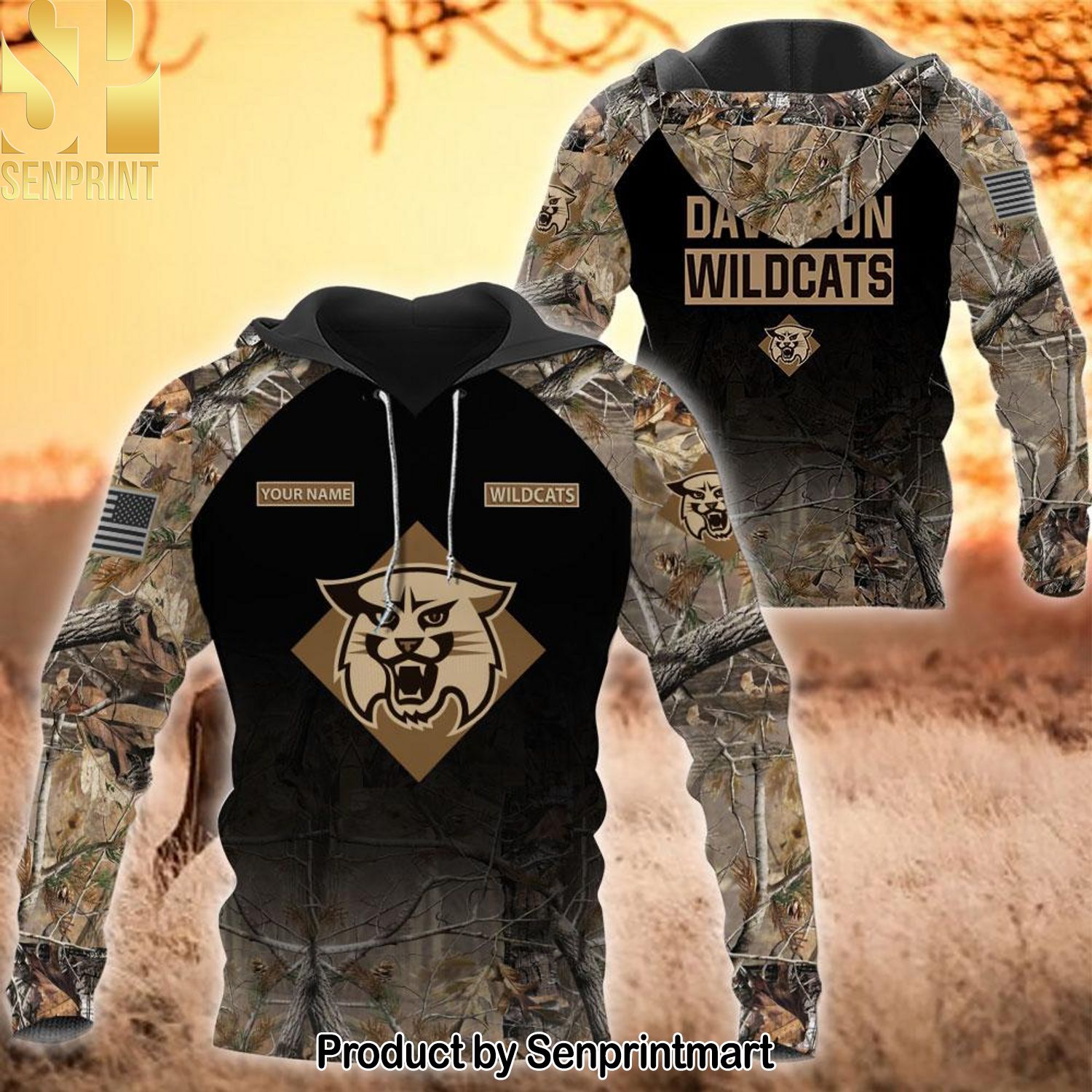 NCAA Davidson Wildcats Personalized Your Hunting Camo Style New Outfit Full Printed Shirt