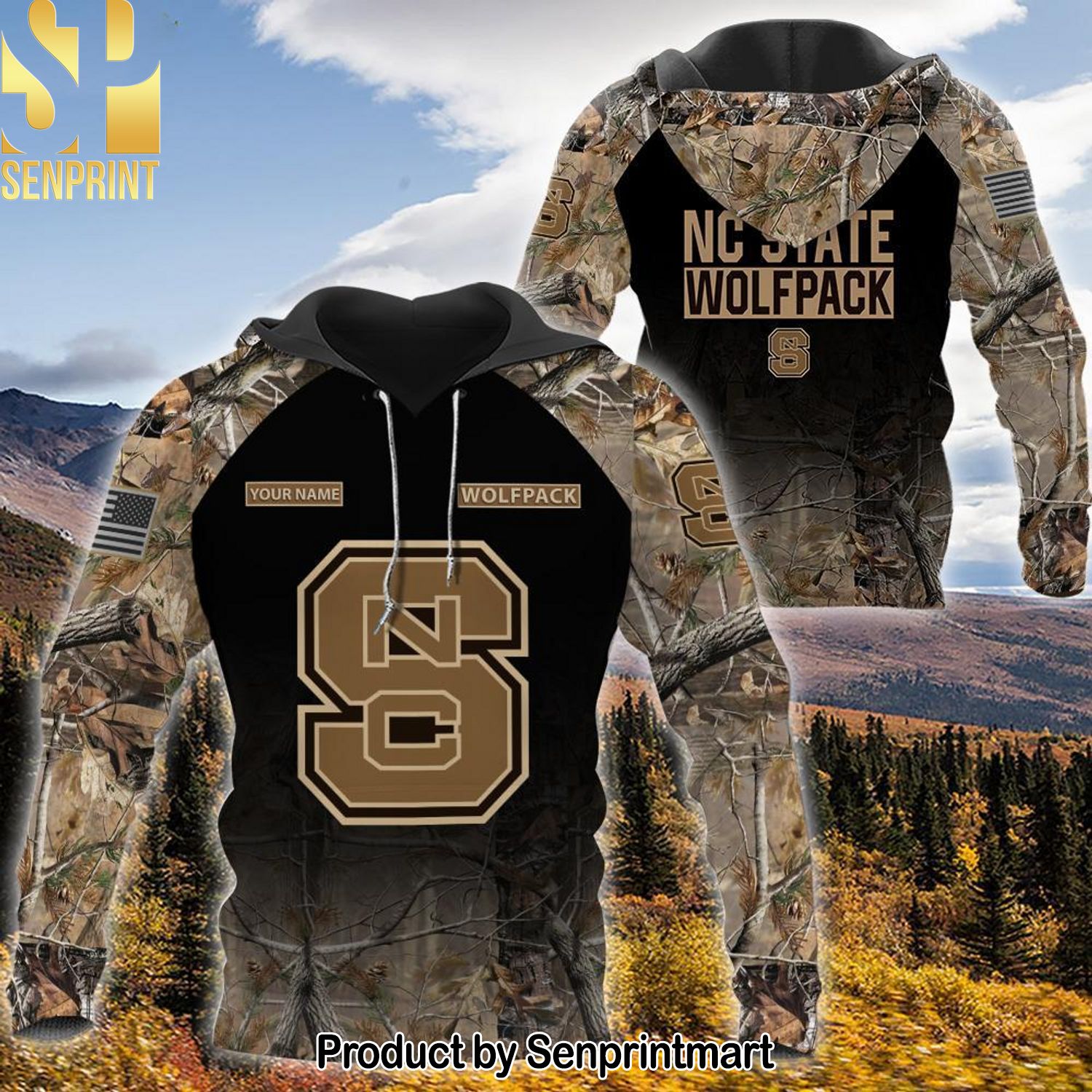 NCAA NC State Wolfpack Personalized Your Hunting Camo Style Classic All Over Print Shirt