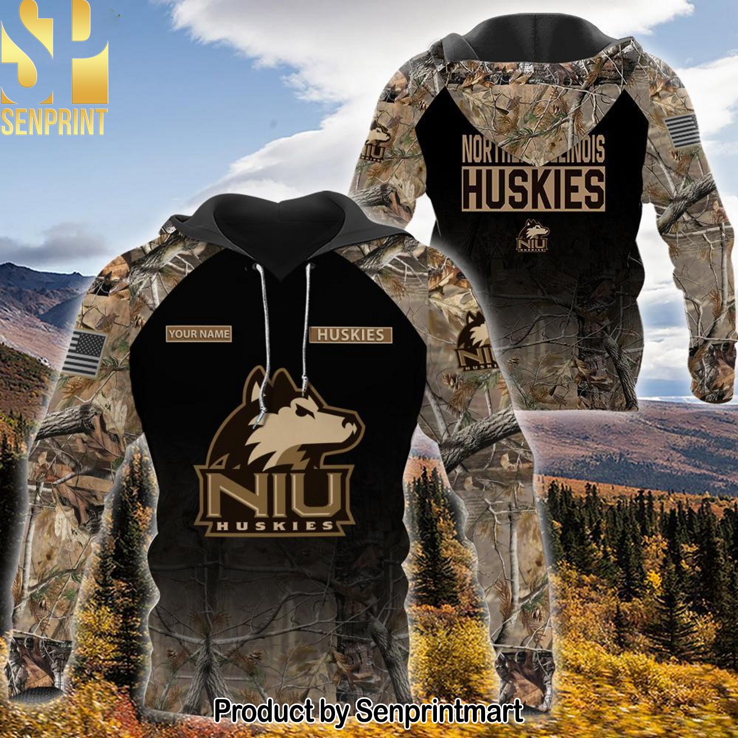 NCAA Northern Illinois Huskies Personalized Your Hunting Camo Style Classic Full Print Shirt