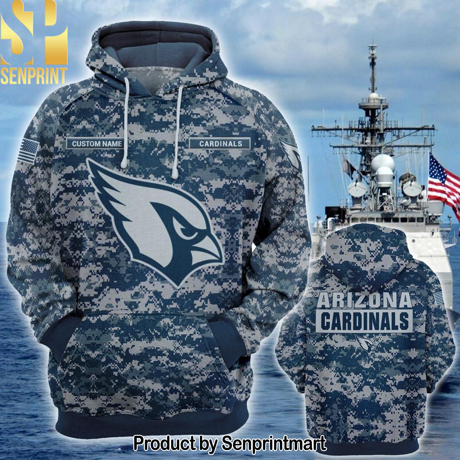 Personalized Your Name NFL Arizona Cardinals US Navy NWU Camouflage New Outfit Full Printed Shirt