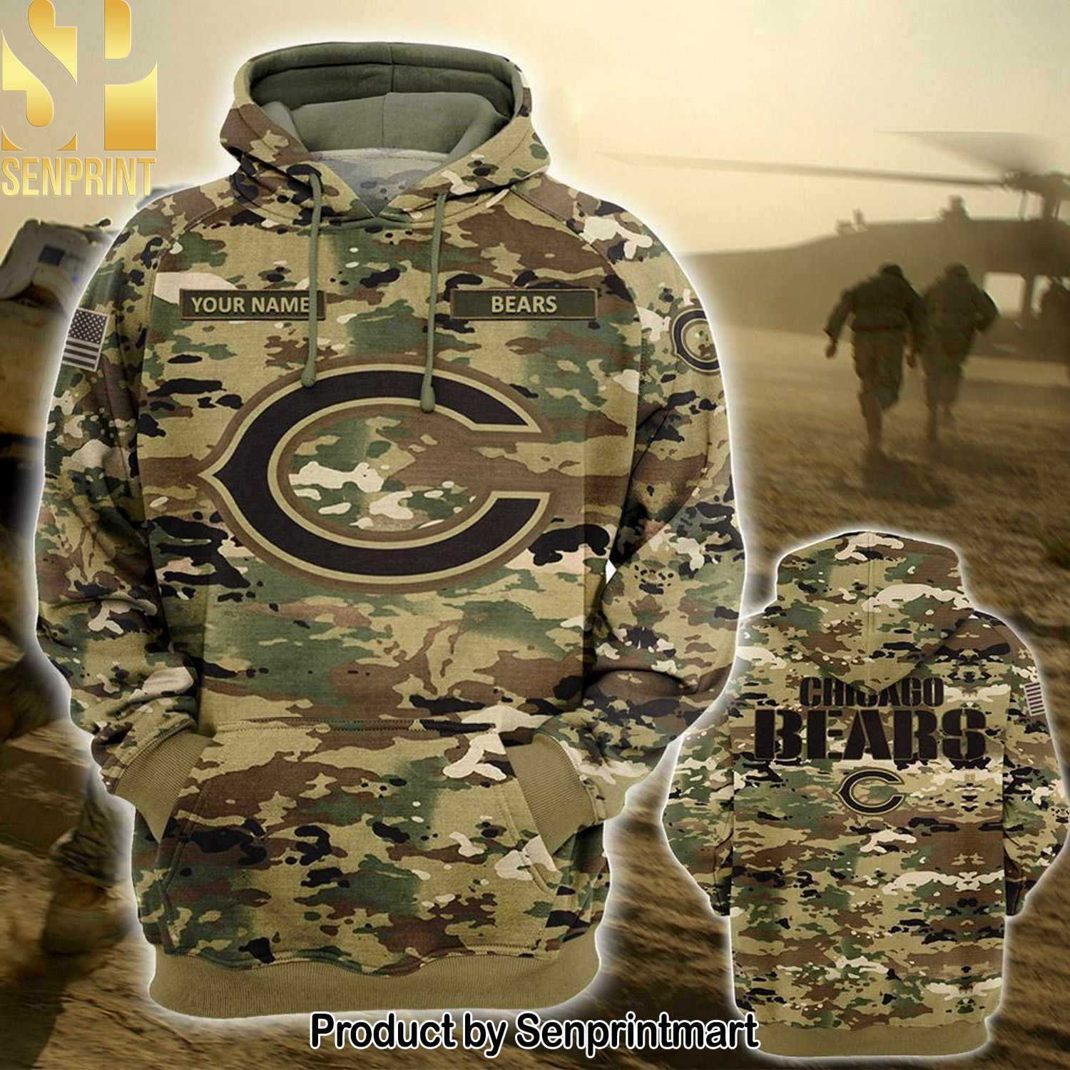 Personalized Your Name NFL Chicago Bears OCP Camouflage High Fashion Shirt