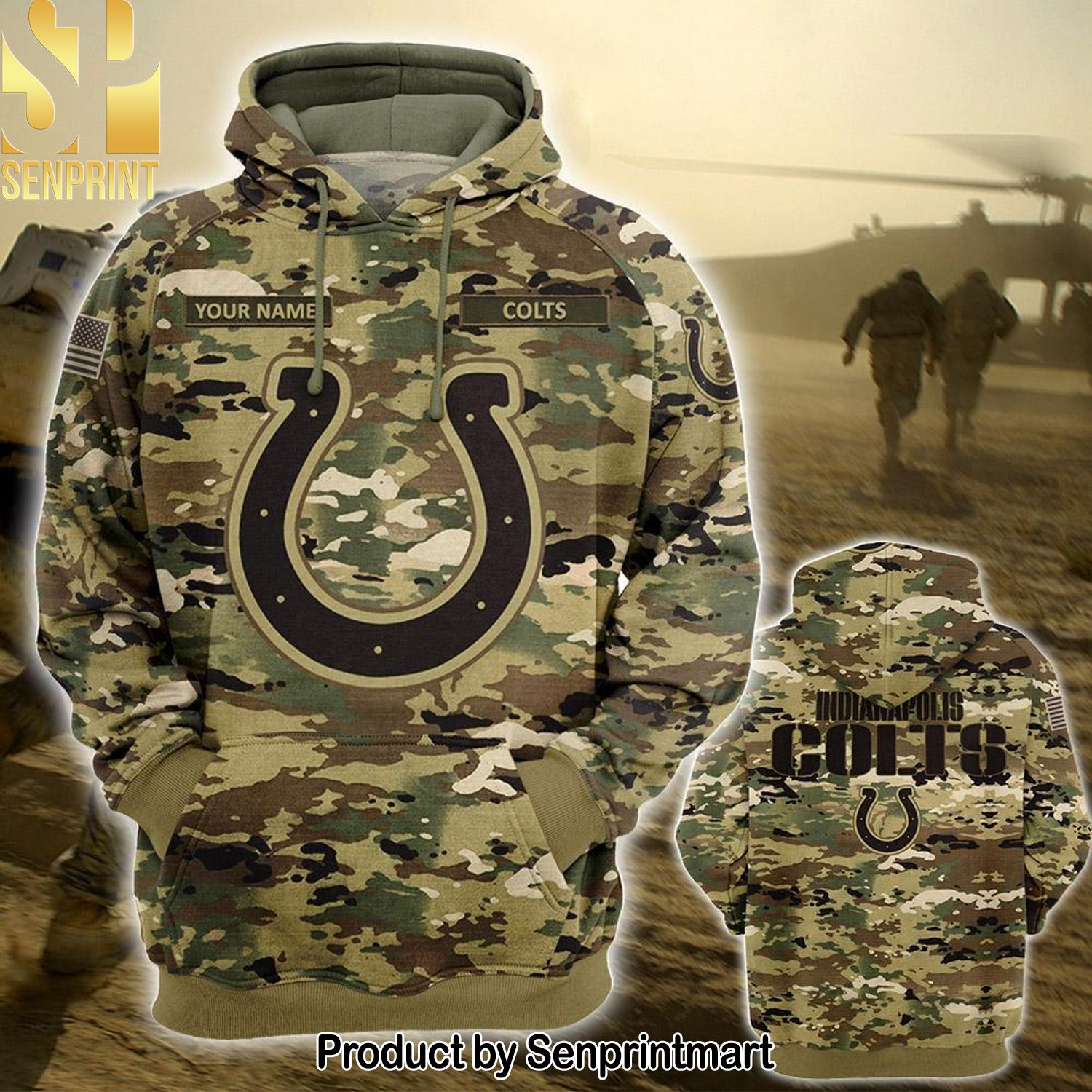 Personalized Your Name NFL Indianapolis Colts OCP Camouflage 3D Full Print Shirt