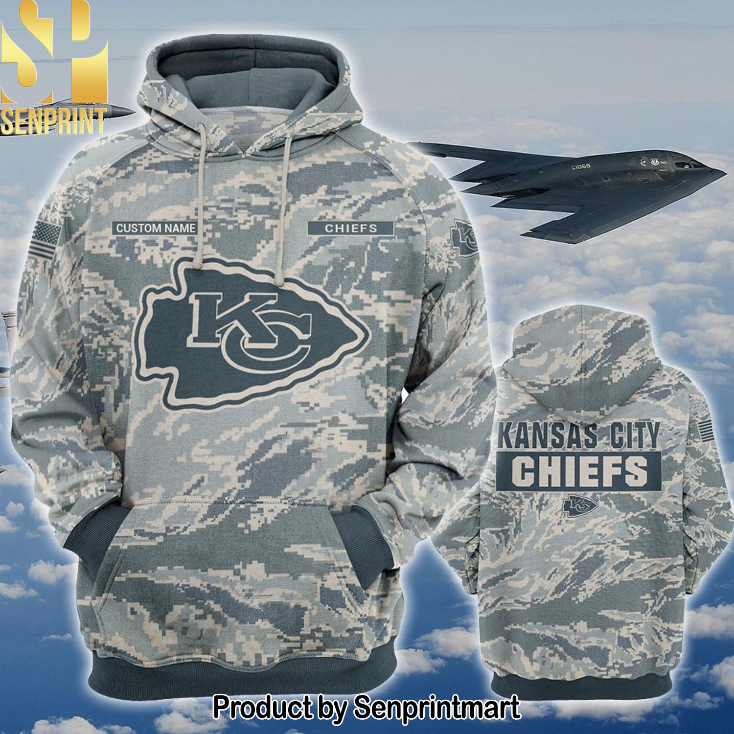 Personalized Your Name NFL Kansas City Chiefs US Air Force ABU Camouflage Best Combo All Over Print Shirt