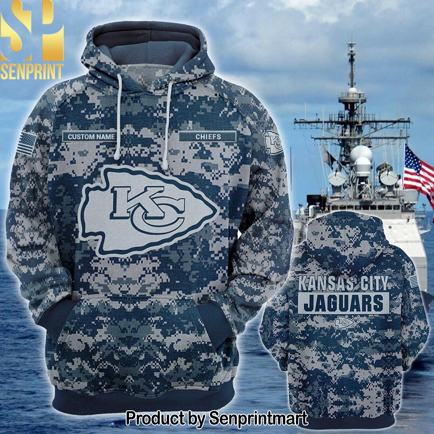 Personalized Your Name NFL Kansas City Chiefs US Navy NWU Camouflage Street Style All Over Print Shirt