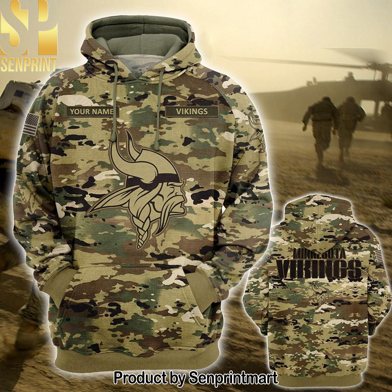 Personalized Your Name NFL Minnesota Vikings OCP Camouflage Hot Version All Over Printed Shirt