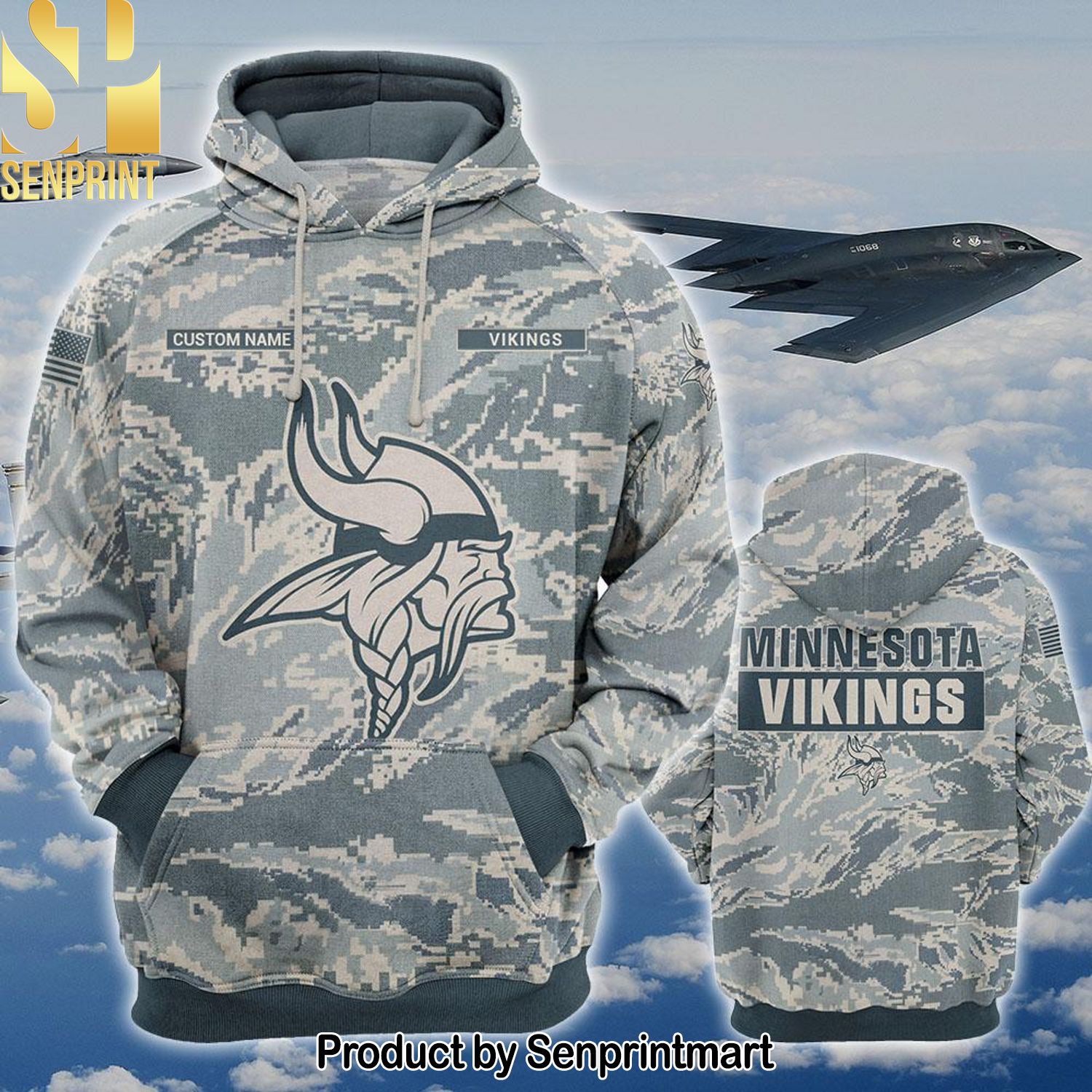 Personalized Your Name NFL Minnesota Vikings US Air Force ABU Camouflage Hot Outfit All Over Print Shirt