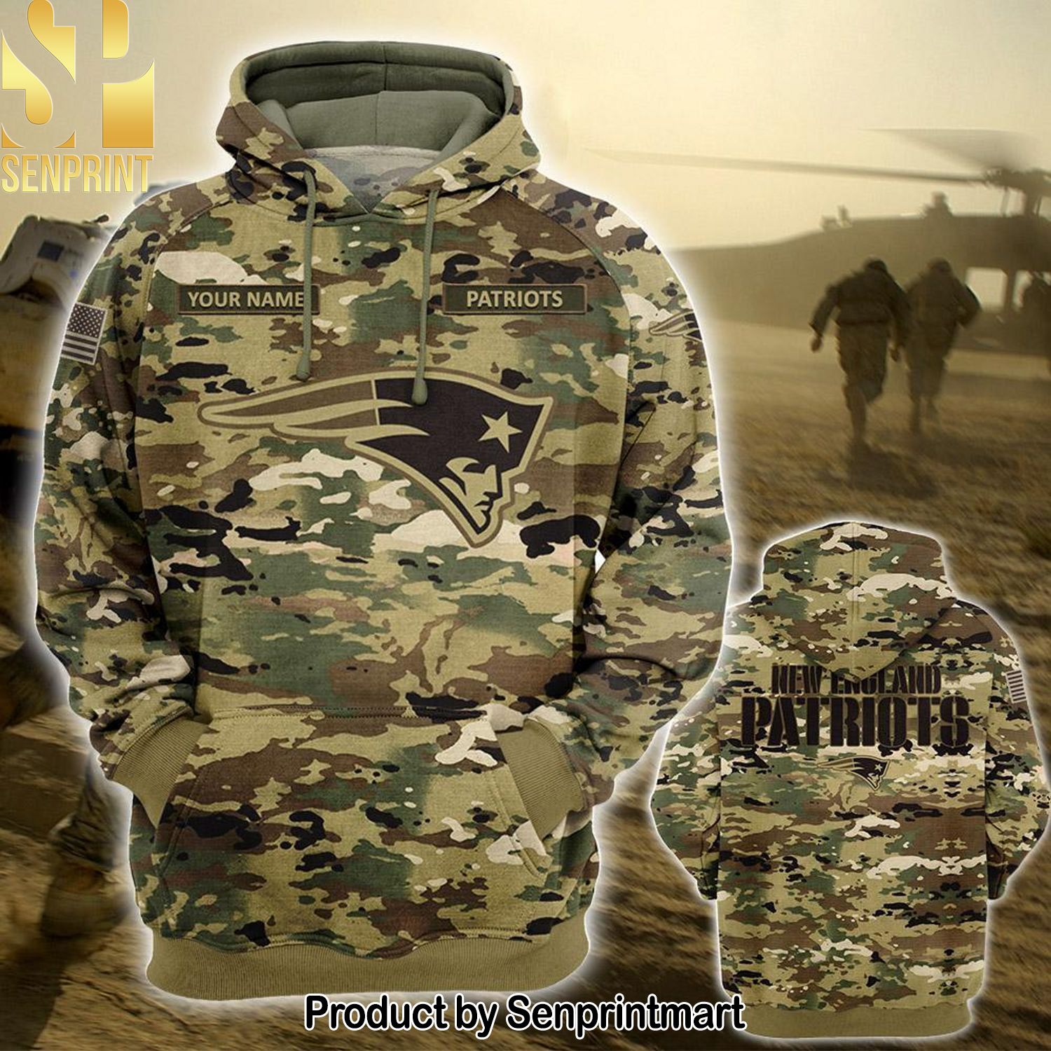 Personalized Your Name NFL New England Patriots OCP Camouflage High Fashion Full Printing Shirt