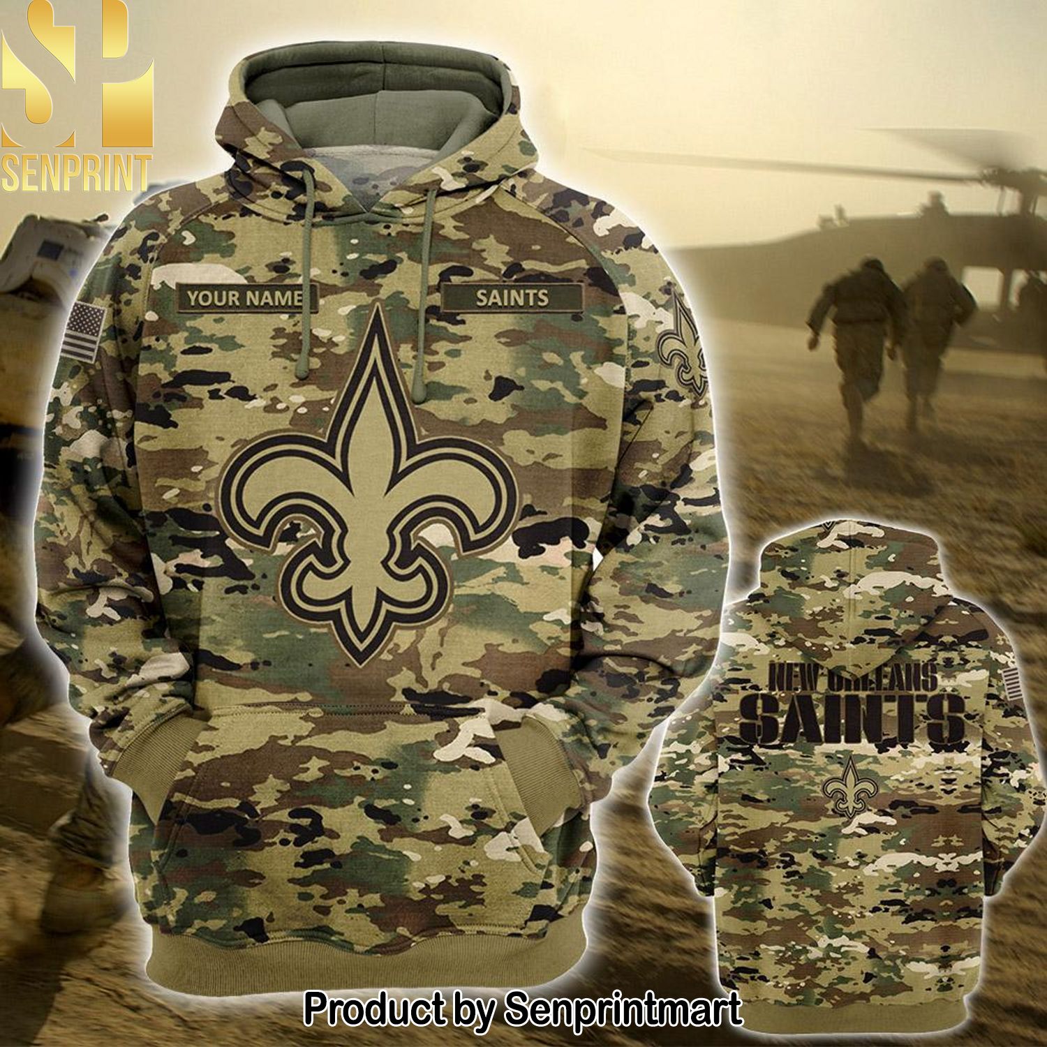Personalized Your Name NFL New Orleans Saints OCP Camouflage 3D Shirt