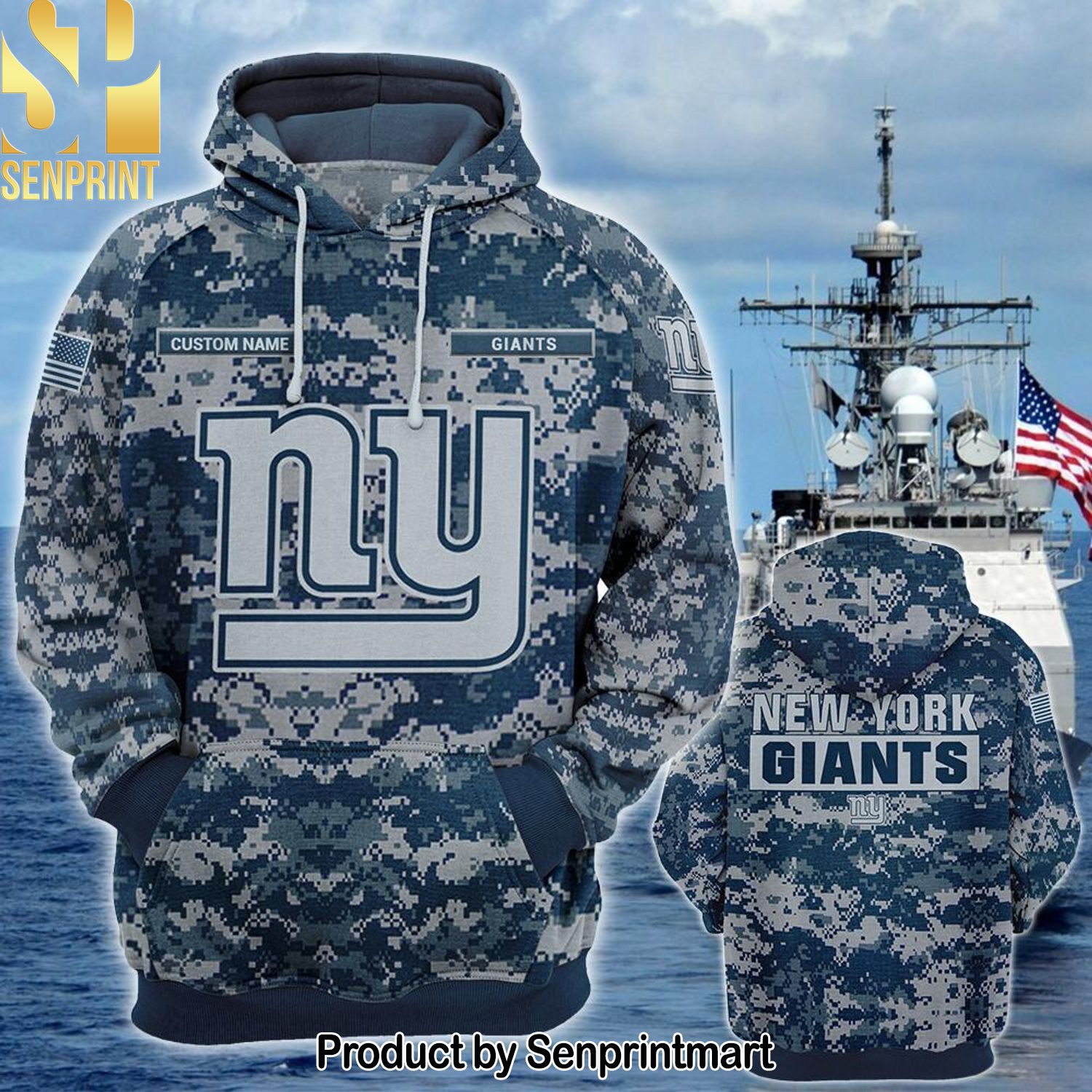 Personalized Your Name NFL New York Giants US Navy NWU Camouflage Cool Version Shirt