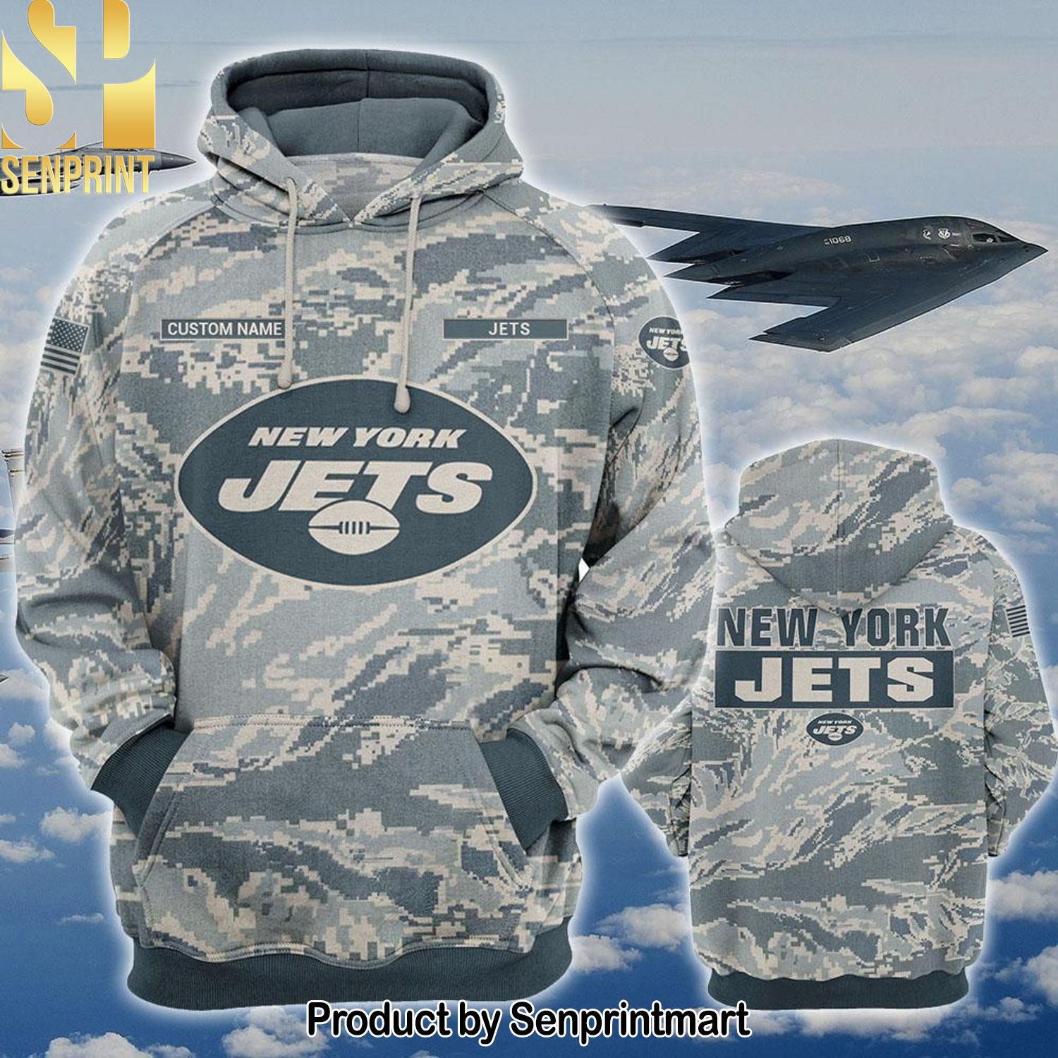 Personalized Your Name NFL New York Jets US Air Force ABU Camouflage Hot Outfit Shirt