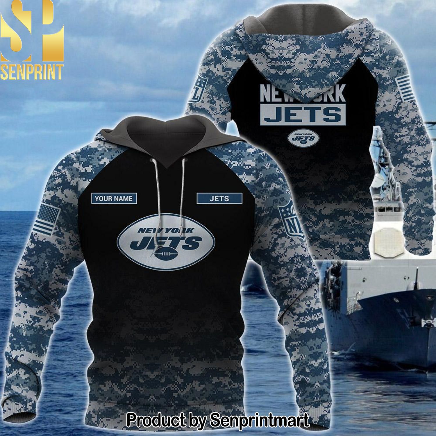 Personalized Your Name NFL New York Jets US Navy NWU Camouflage New Outfit Shirt