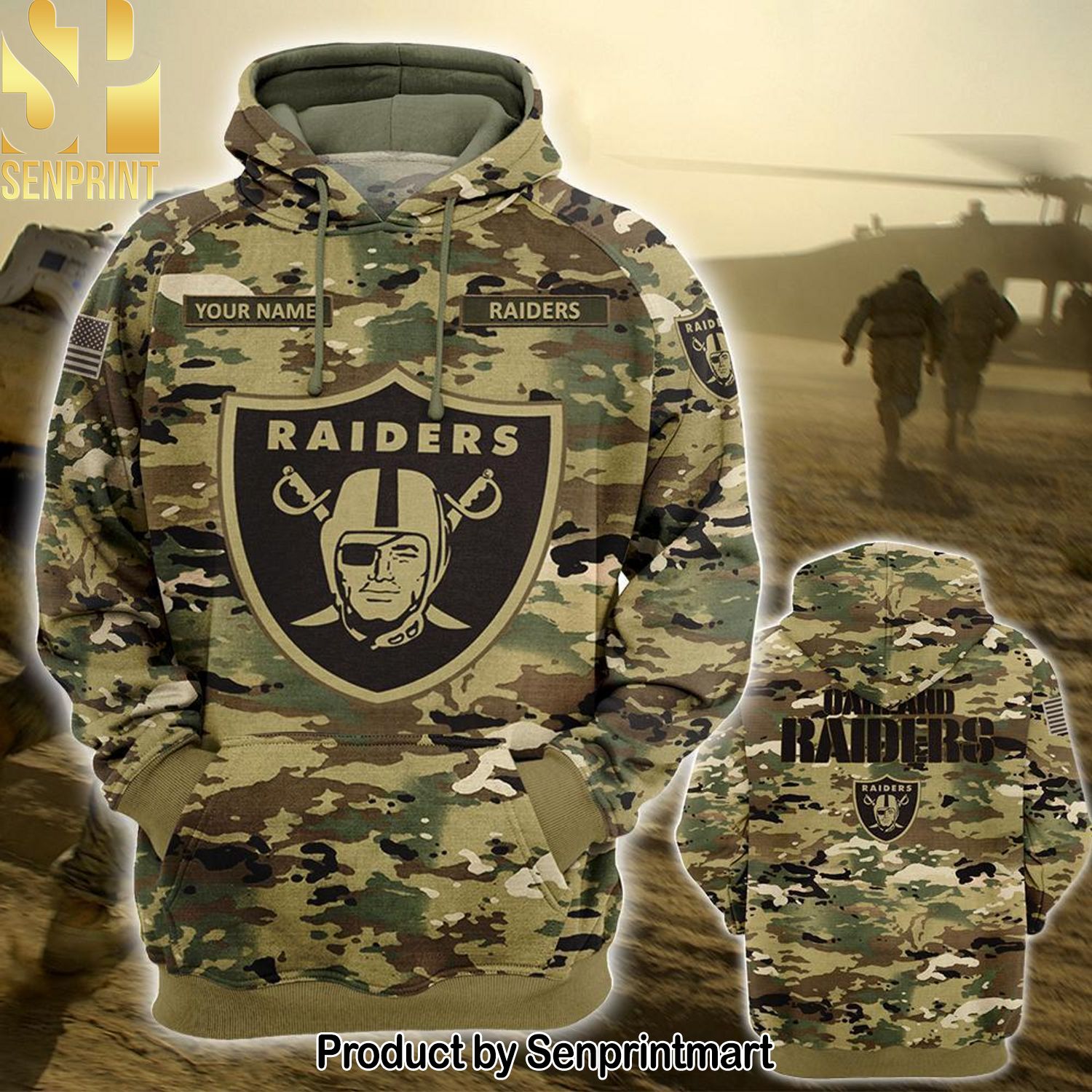 Personalized Your Name NFL Oakland Raiders OCP Camouflage High Fashion Shirt
