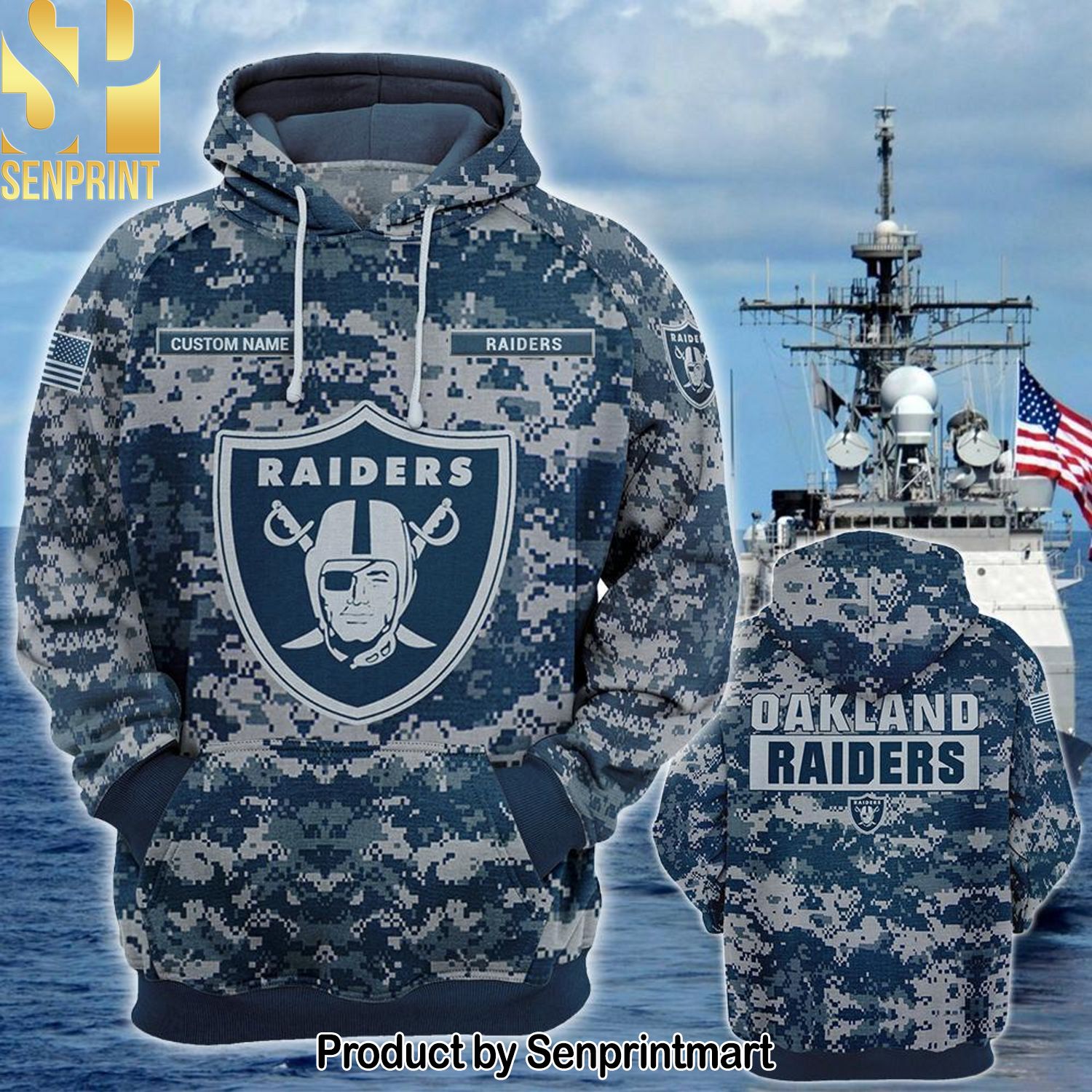 Personalized Your Name NFL Oakland Raiders US Navy NWU Camouflage For Fans Shirt