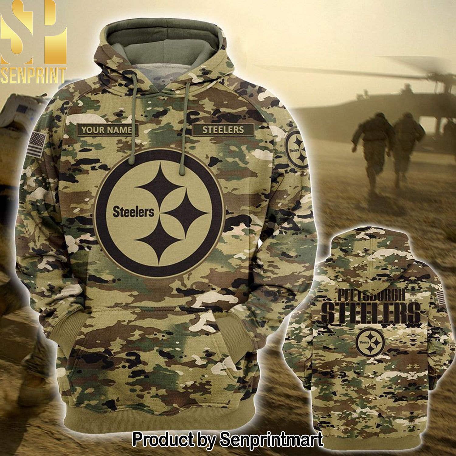 Personalized Your Name NFL Pittsburgh Steelers OCP Camouflage Full Printing Unisex Shirt