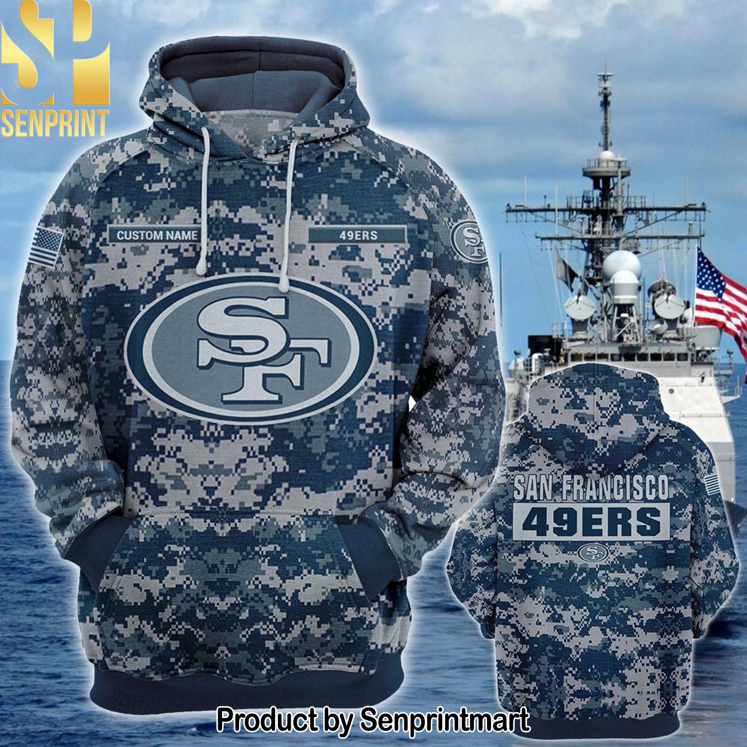 Personalized Your Name NFL San Francisco ers US Navy NWU Camouflage Classic Full Print Shirt