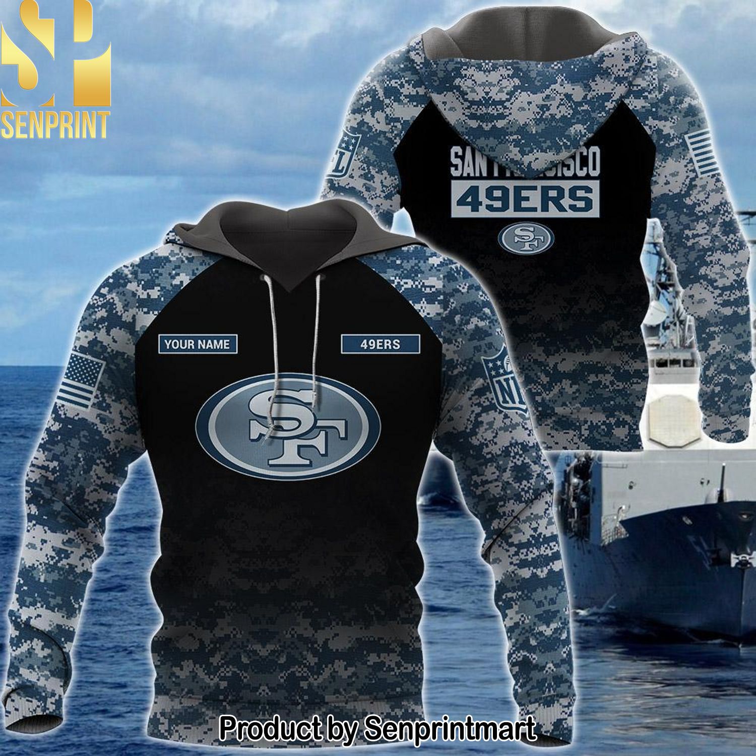 Personalized Your Name NFL San Francisco ers US Navy NWU Camouflage Classic Full Printed Shirt