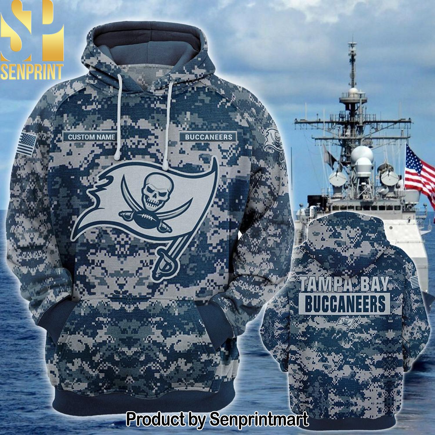 Personalized Your Name NFL Tampa Bay Buccaneers US Navy NWU Camouflage 3D All Over Print Shirt