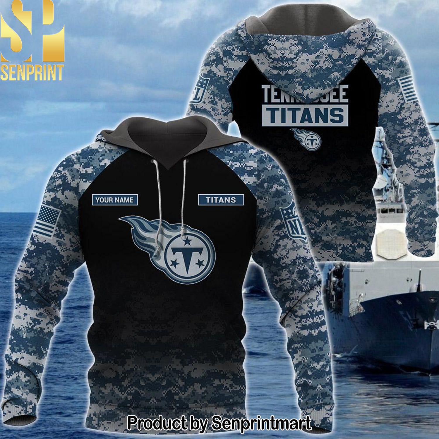 Personalized Your Name NFL Tennessee Titans US Navy NWU Camouflage Classic Shirt