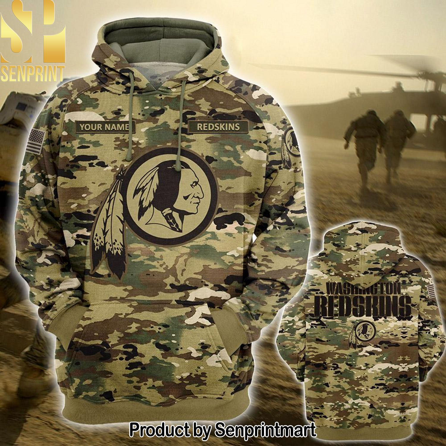 Personalized Your Name NFL Washington Redskins OCP Camouflage Unisex Shirt