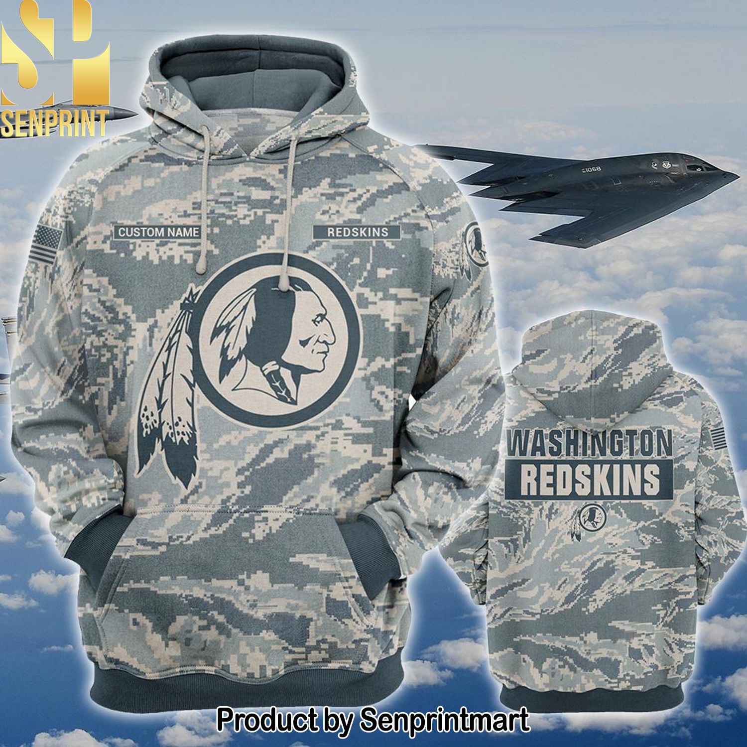 Personalized Your Name NFL Washington Redskins US Air Force ABU Camouflage Awesome Outfit Shirt