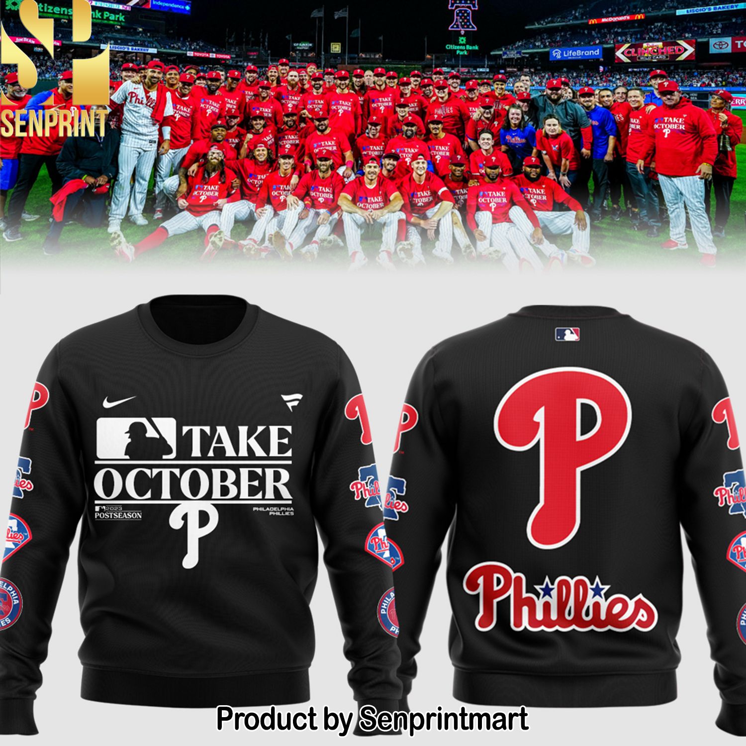 Philadelphia Phillies Black 2023 Postseason All Over Print Unisex Shirt