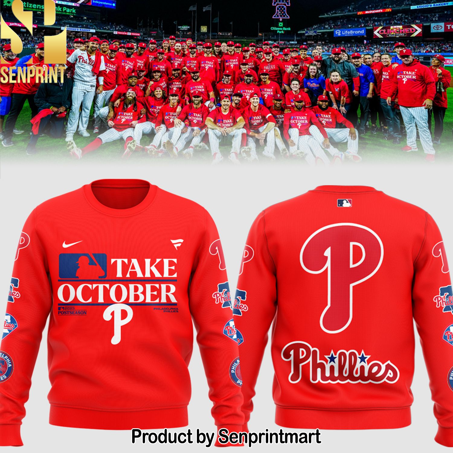 Philadelphia Phillies Red 2023 Postseason All Over Printed Unisex Shirt