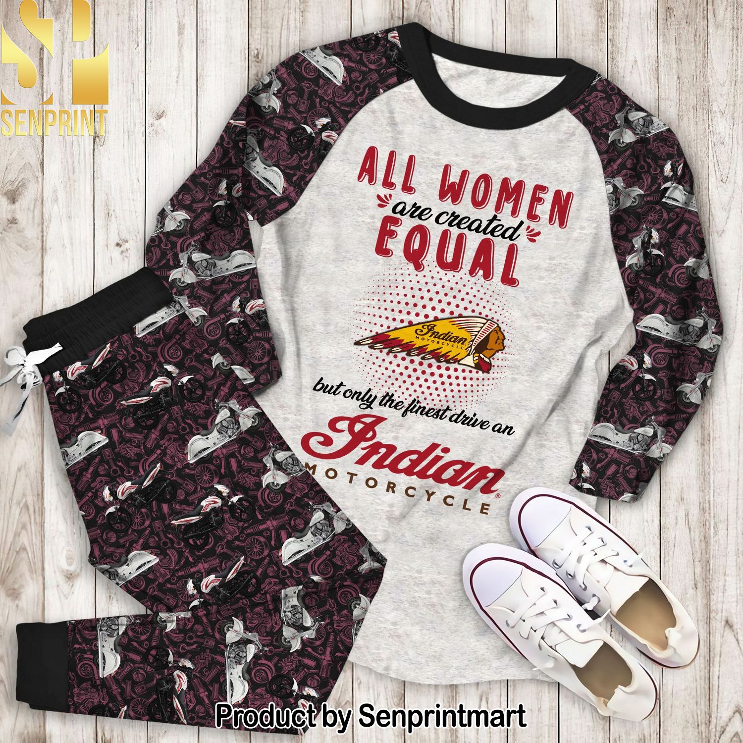 All Women Are Created Equal, But Only The Finest Drive An Indian Motorcycle Classic Full Print Pajamas Set