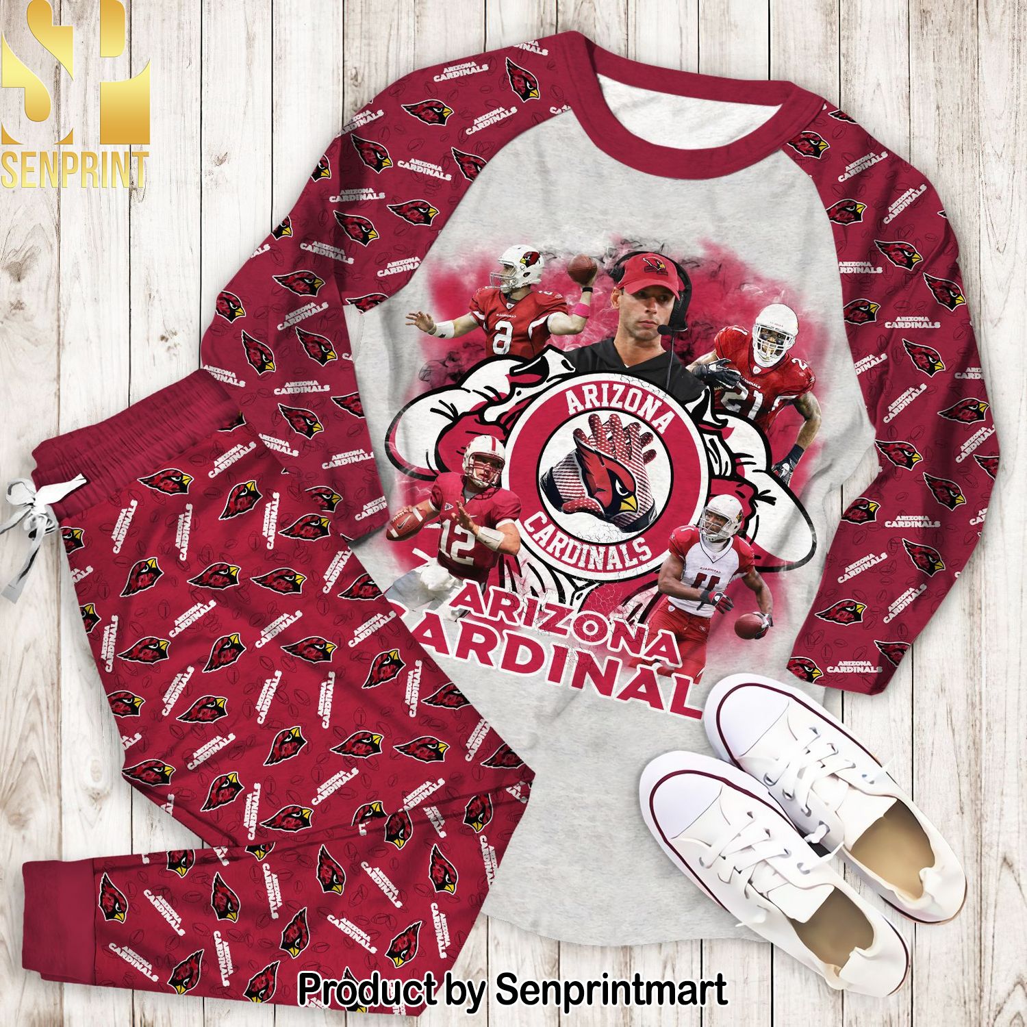 Arizona Cardinals Transfer Classic Full Print Pajamas Set
