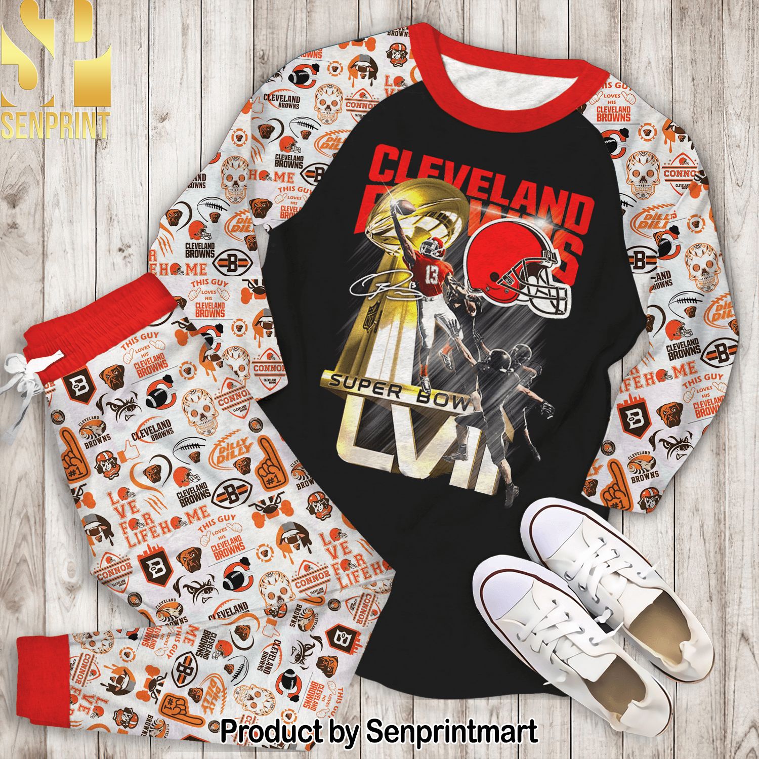 Cleveland Browns Super Bowl 3D All Over Print Pajamas Set