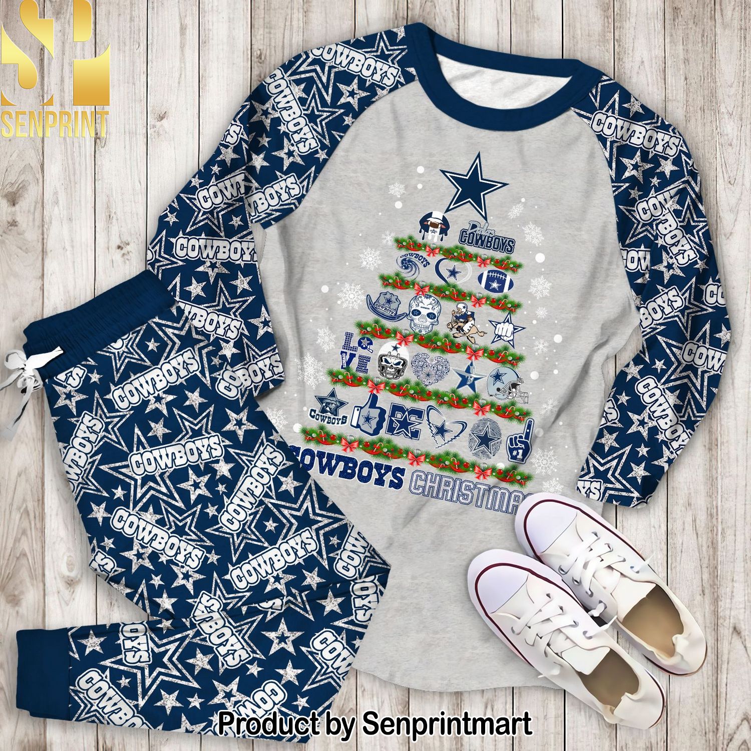 Dallas Cowboys Christmas Full Printing Unisex Pajamas Set