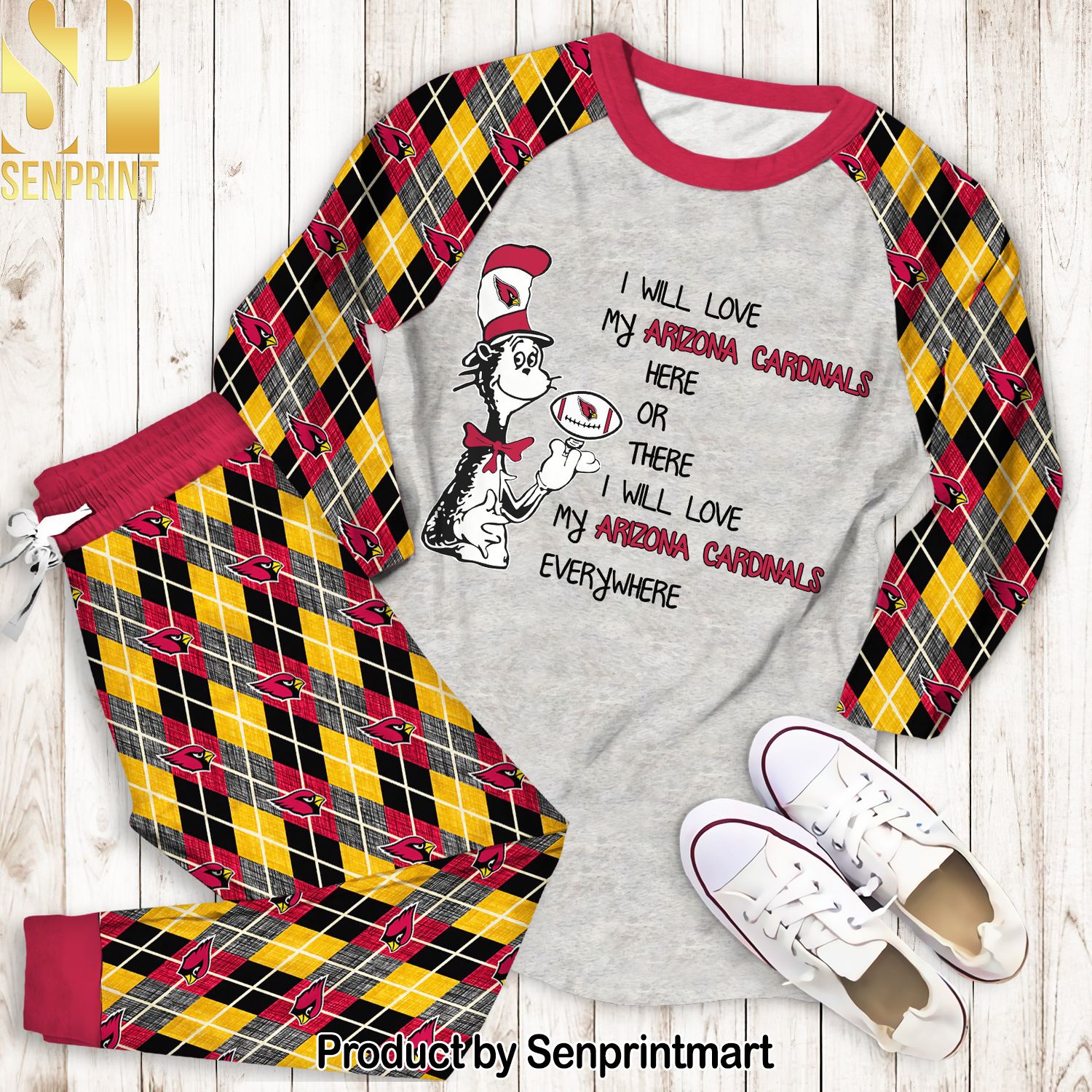 Dr Seuss Here Love Arizona Cardinals 3D All Over Print Pajamas Set