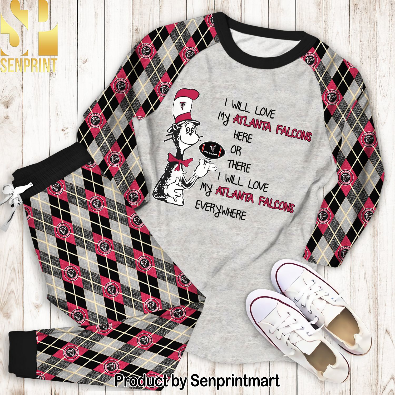 Dr Seuss Here Love Atlanta Falcons Unisex Full Printed Pajamas Set