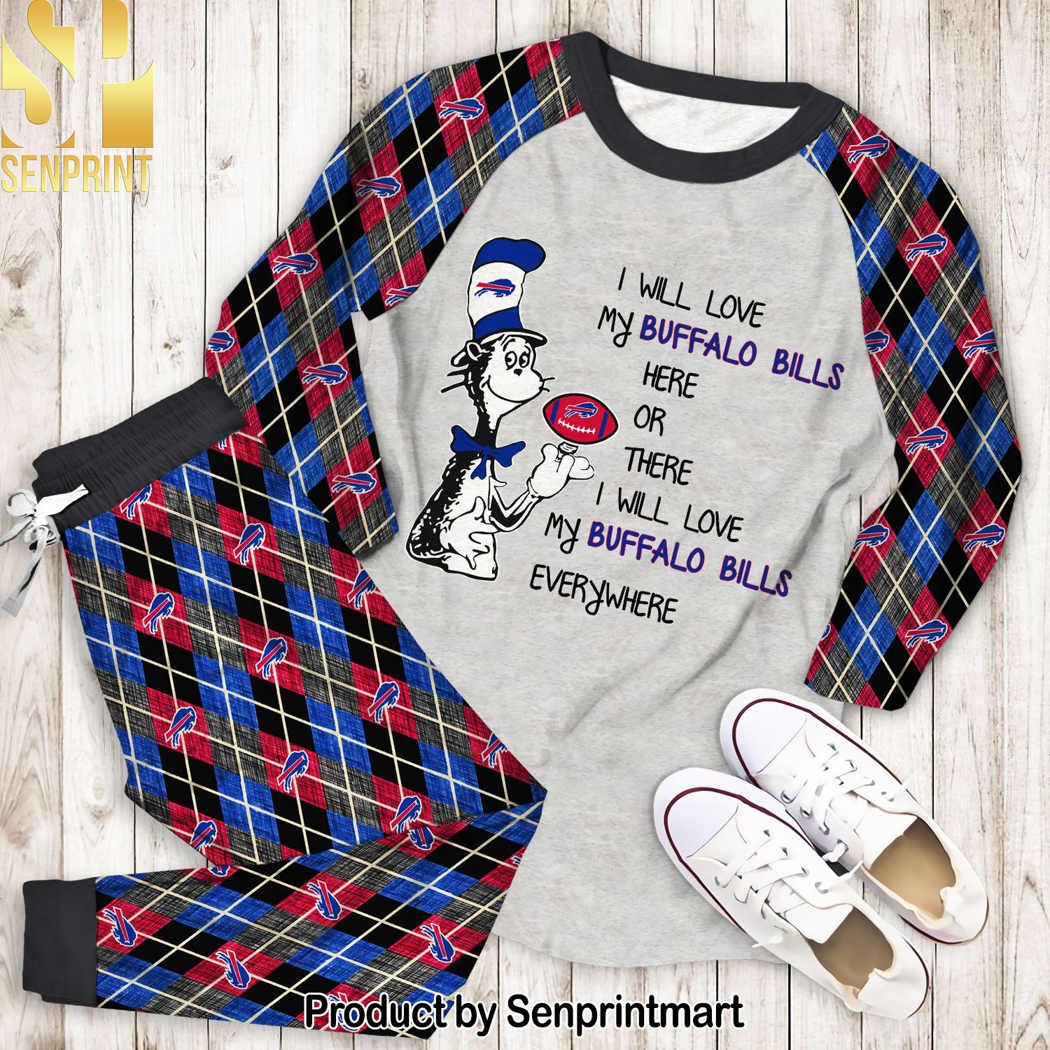 Dr Seuss Here Love Buffalo Bills Full Print Classic Pajamas Set