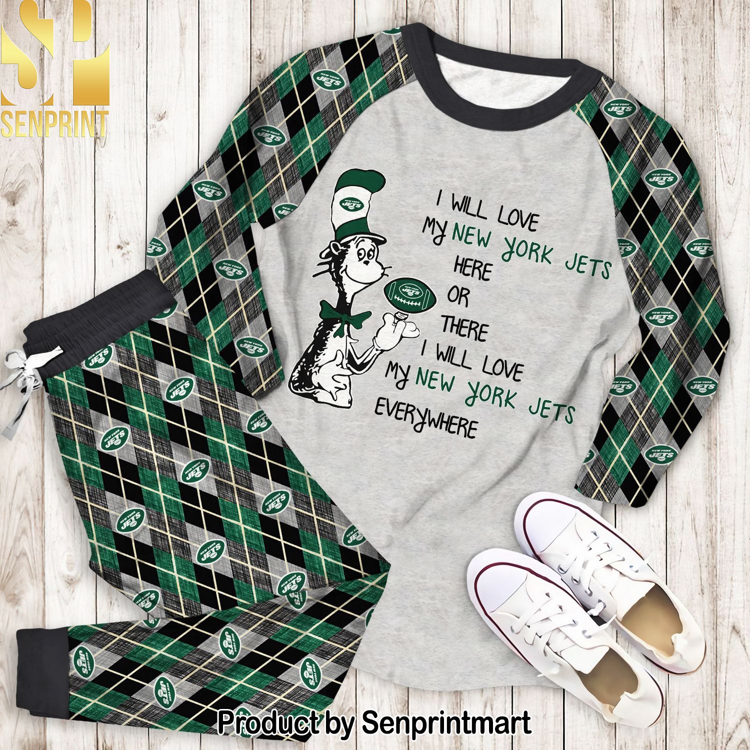 Dr Seuss Here Love New York Jets All Over Printed 3D Pajamas Set