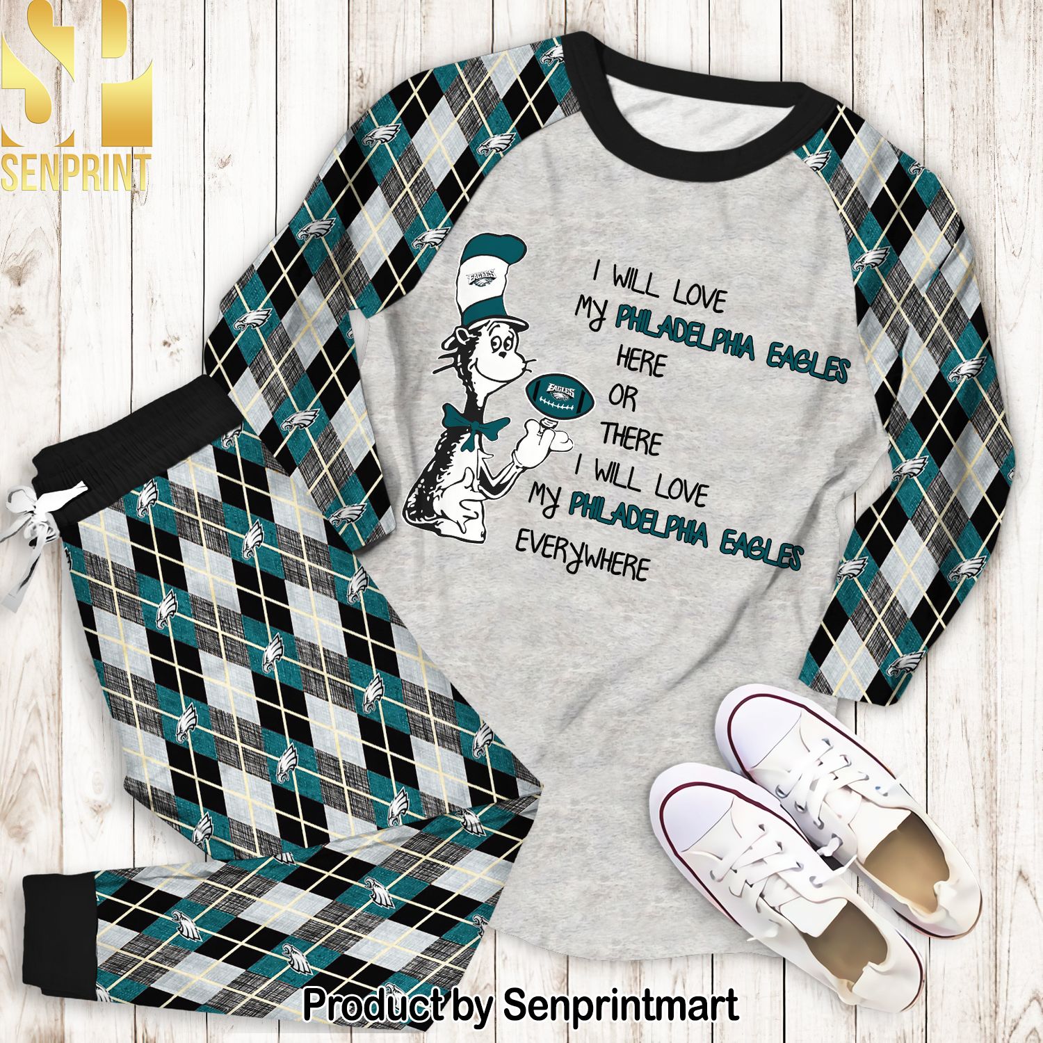 Dr Seuss Here Love Philadelphia Eagles Full Printed Unisex Pajamas Set