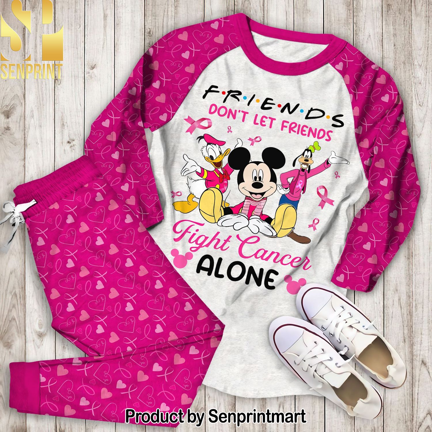 Friend don’t let friend fight cancer alone Disney Full Printing 3D Pajamas Set