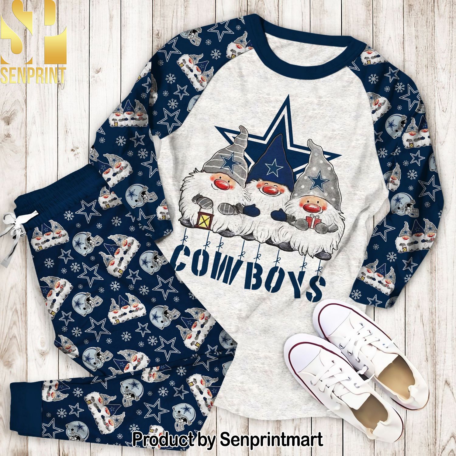 Gnomies Oakland Dallas Cowboys Christmas Full Printing Classic Pajamas Set