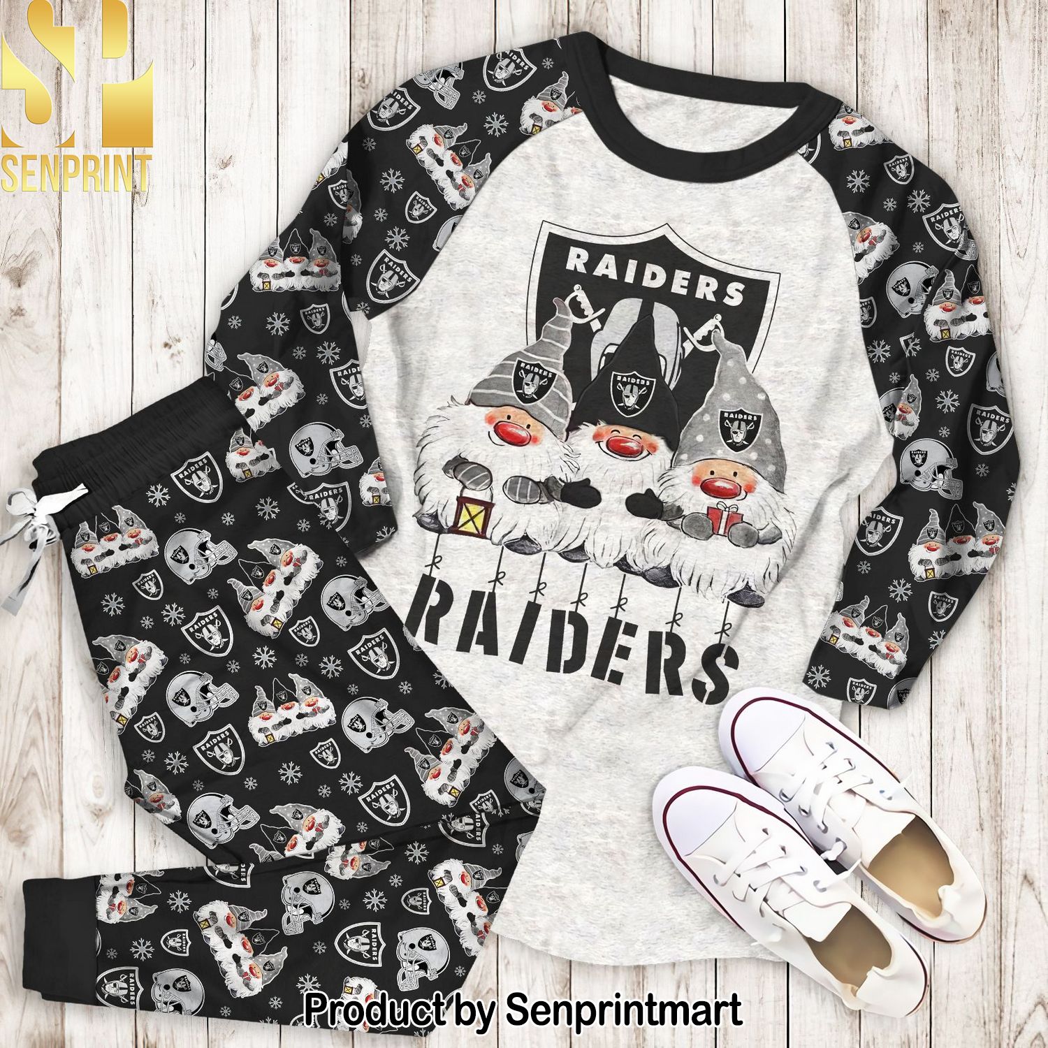 Gnomies Oakland Las Vegas Raiders Christmas Classic Pajamas Set