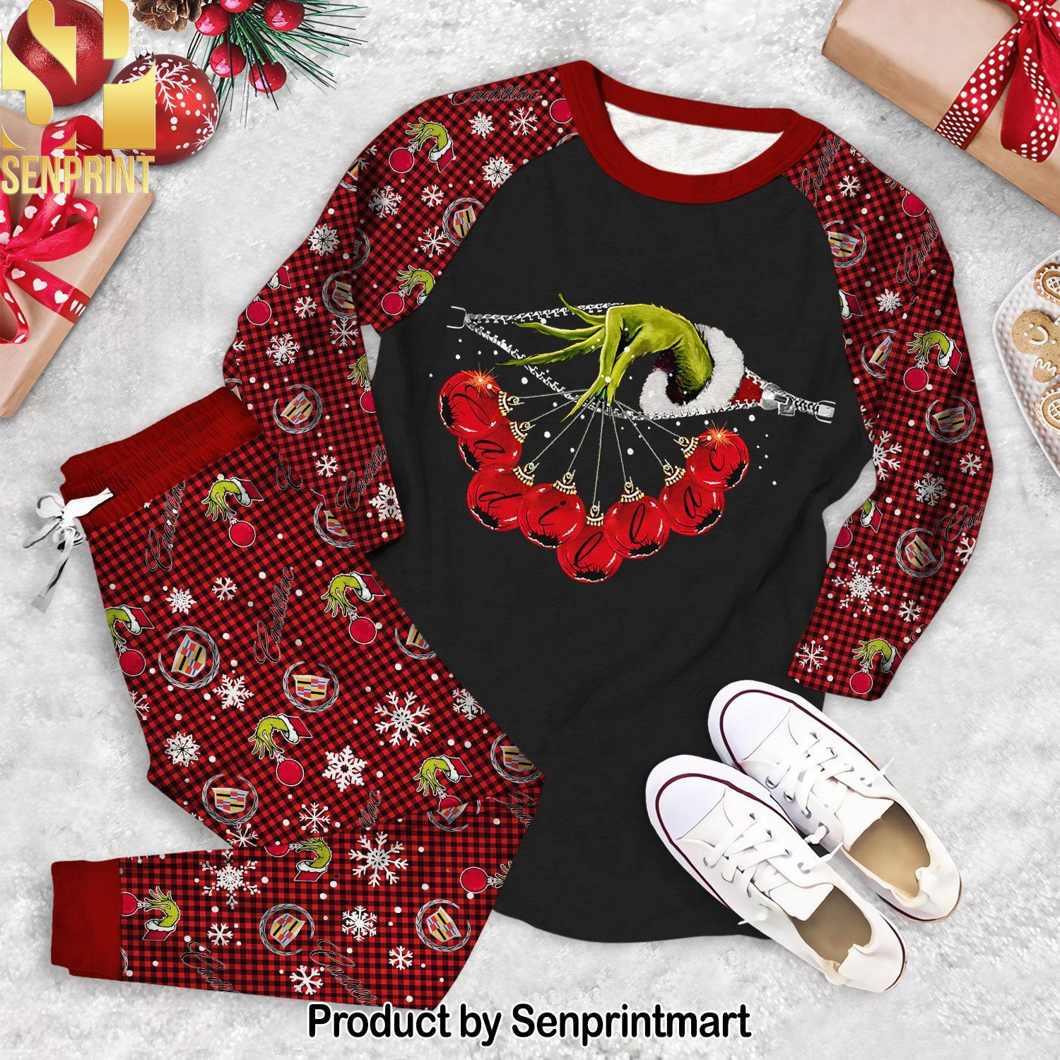 Grinch Hand With Cadillac Ornament All Over Print 3D Pajamas Set