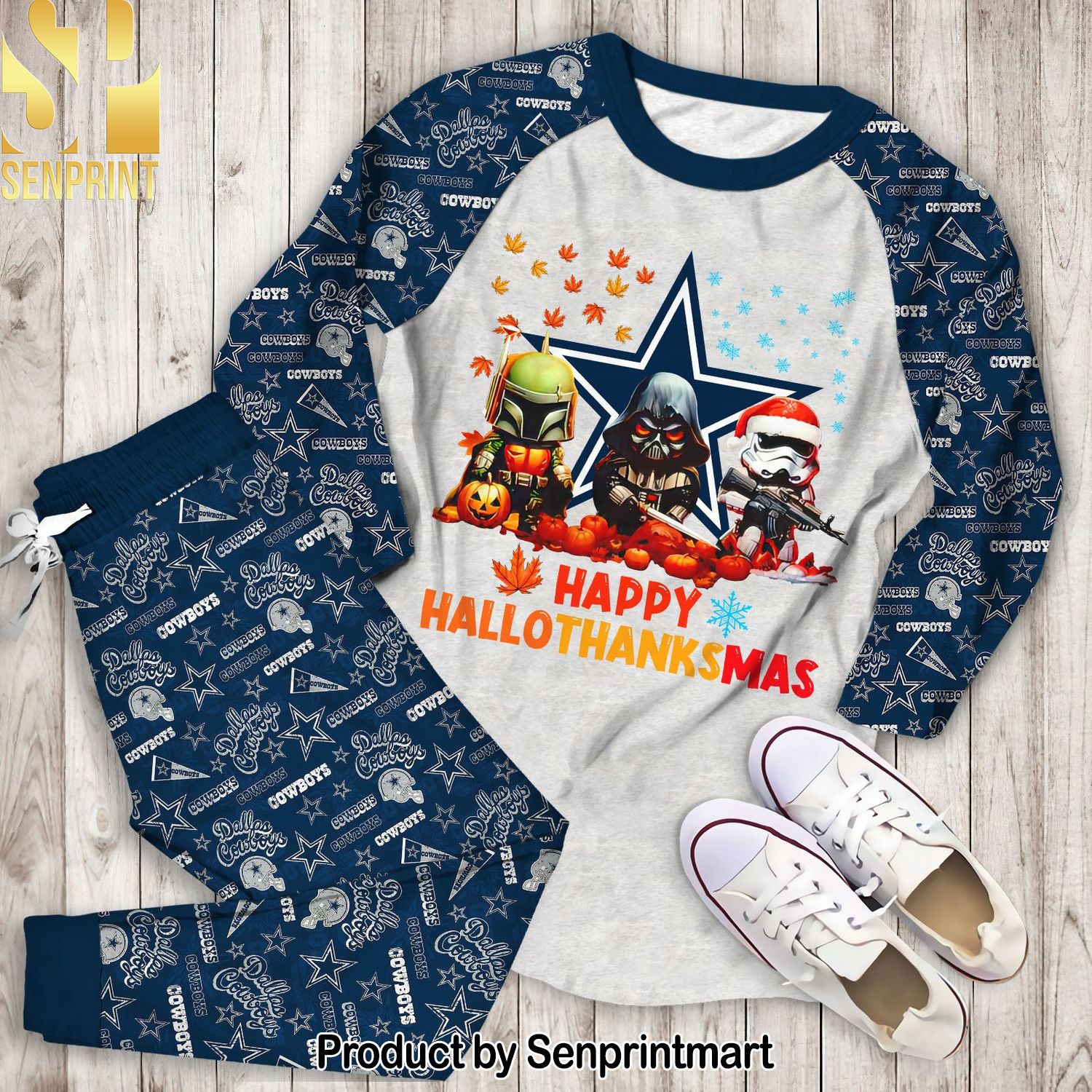 Happy Dallas Cowboys Hallo Thanks Mas All Over Print Classic Pajamas Set