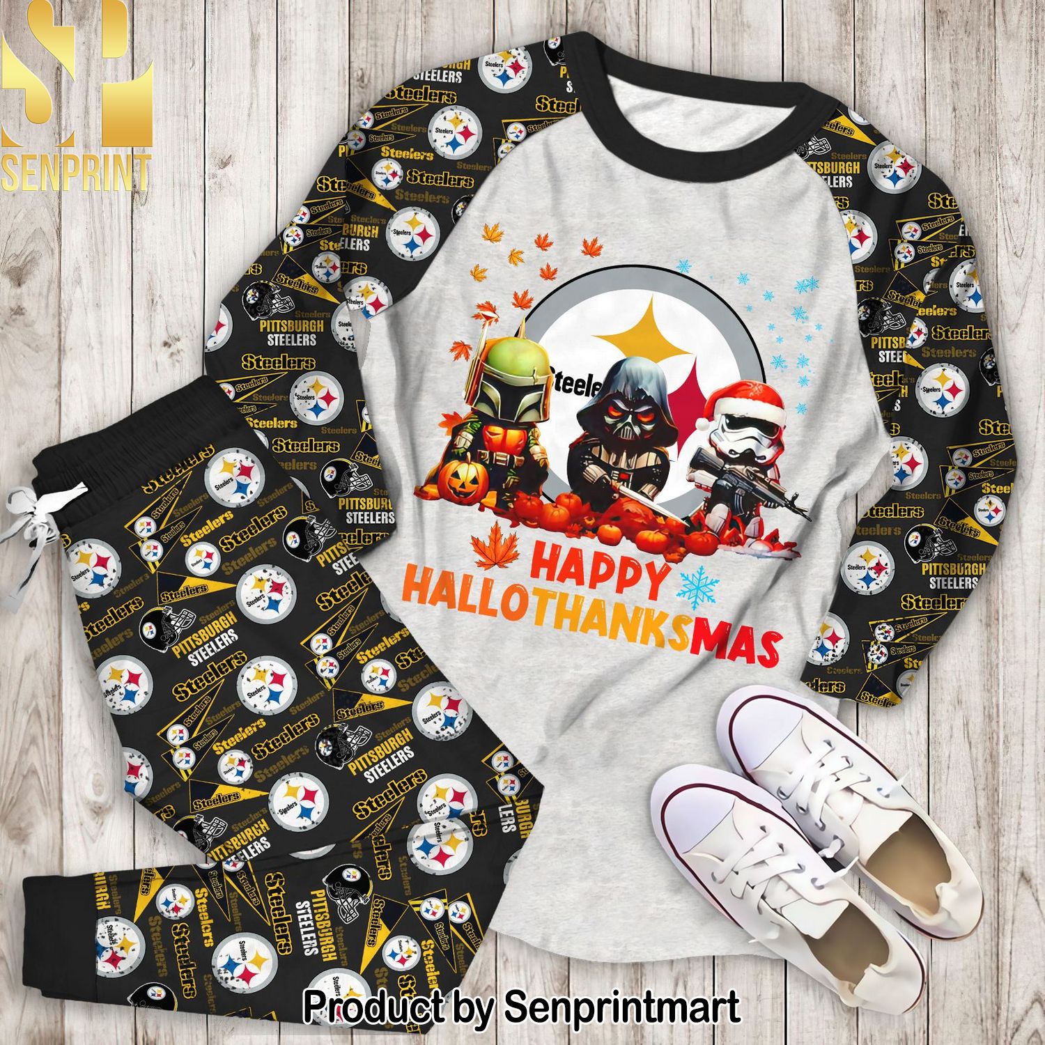 Happy Pittsburgh Steelers Hallo Thanks Mas Unisex All Over Printed Pajamas Set