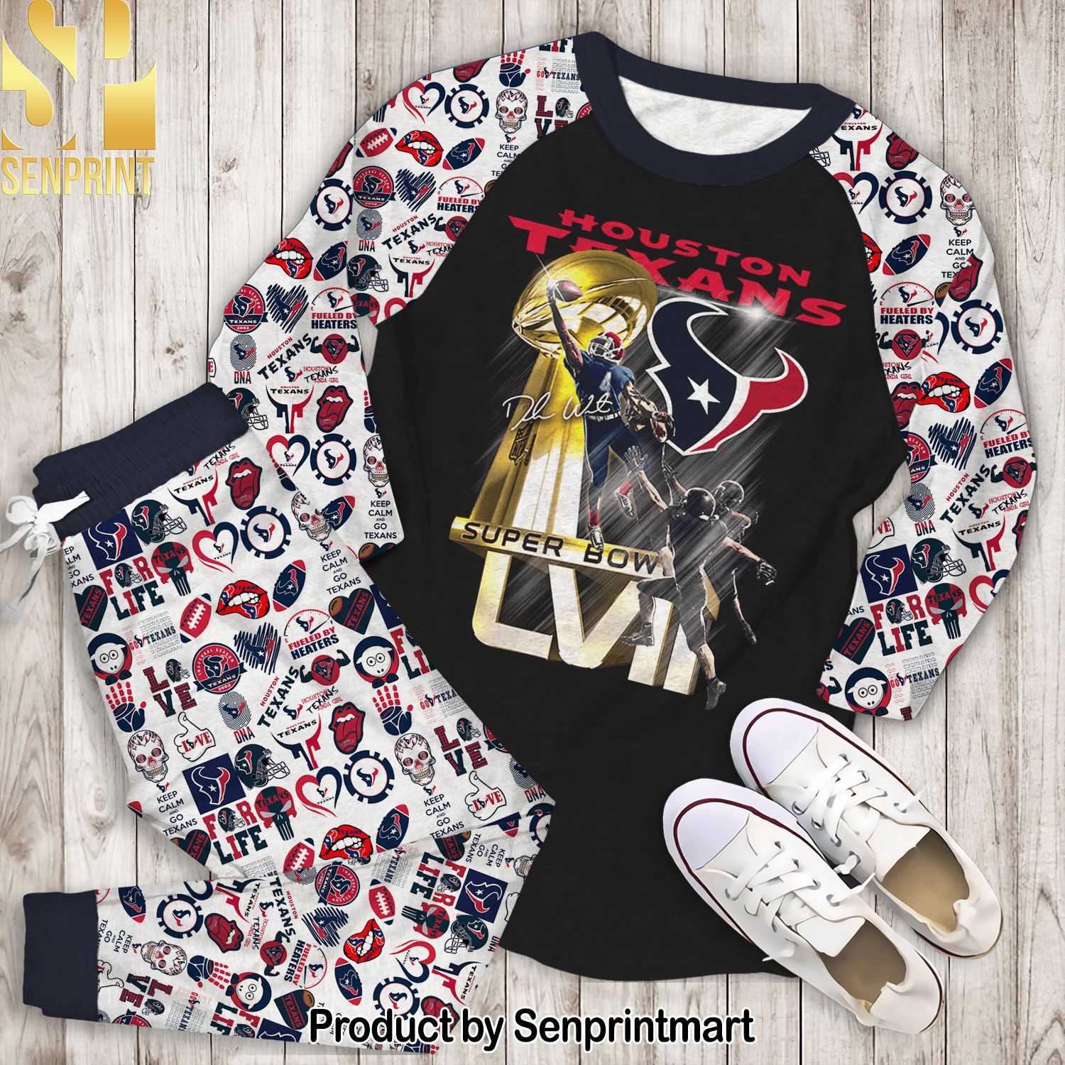 Houston Texans Super Bowl Full Printing 3D Pajamas Set