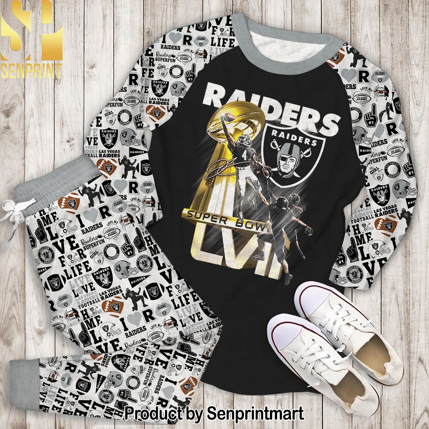 Las Vegas Raiders Super Bowl Unisex All Over Print Pajamas Set