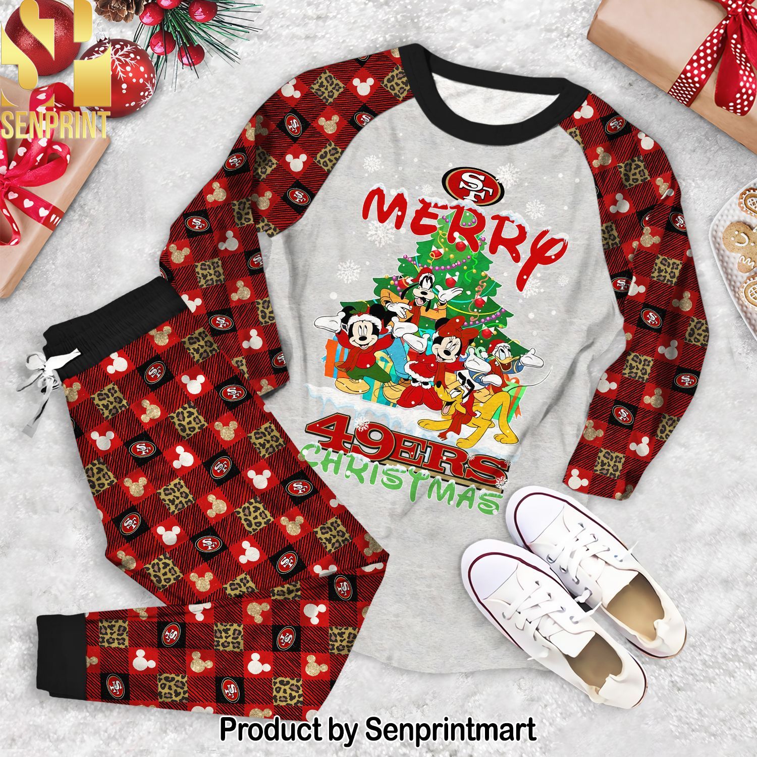 Merry 49ers Christmas Full Print Unisex Pajamas Set