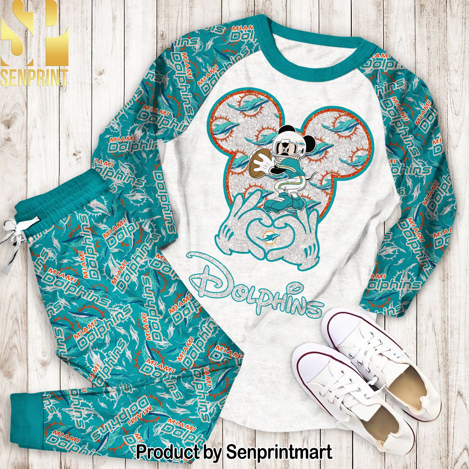 Miami Dolphins Football Mickey Disney 3D All Over Print Pajamas Set