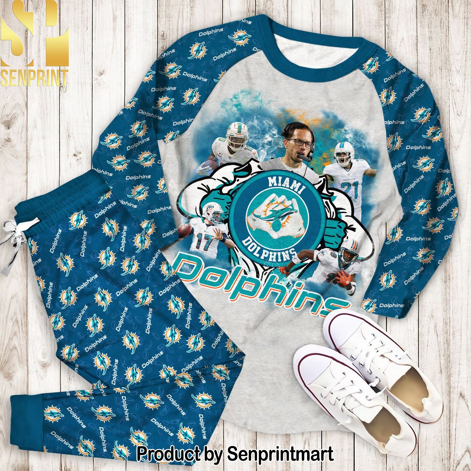 Miami Dolphins Transfer Unisex All Over Printed Pajamas Set