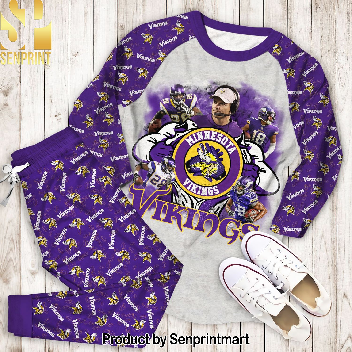 Minnesota Vikings Transfer All Over Print Classic Pajamas Set